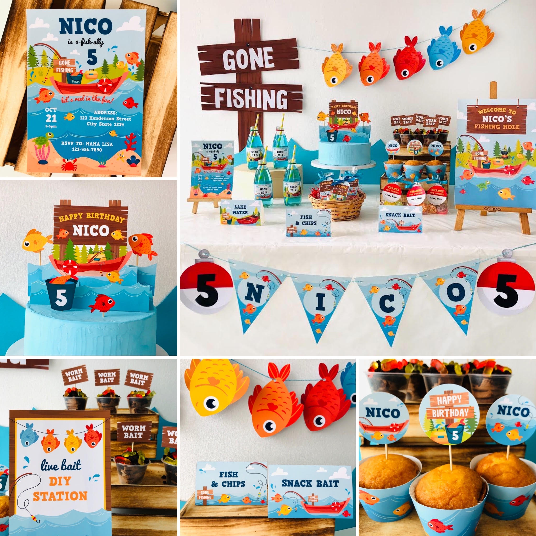Fishing Party Decorations Kit design preview