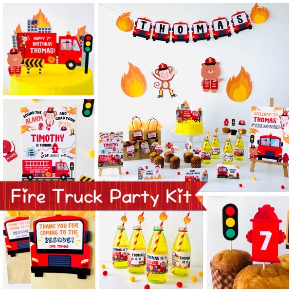 Fire Truck Party Kit design preview