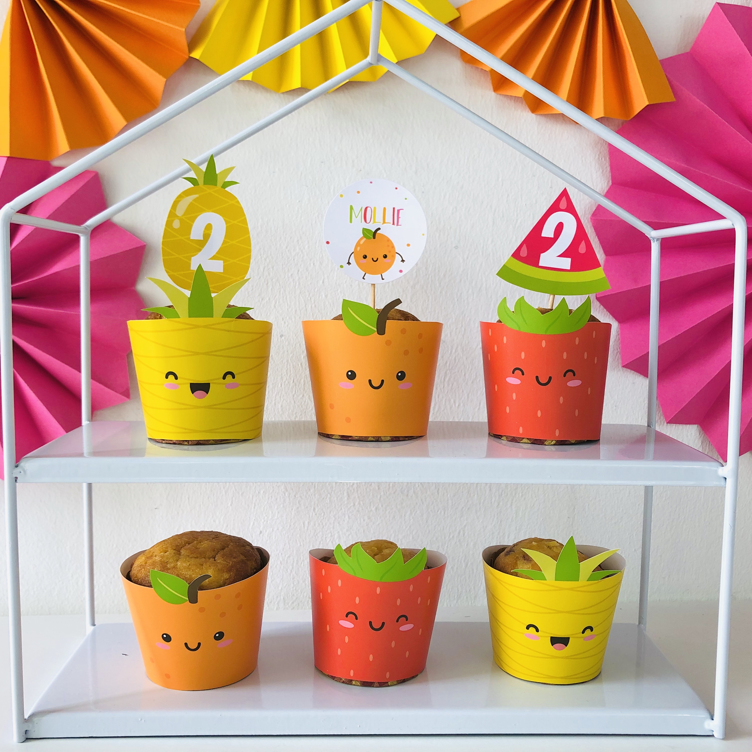 Tutti Frutti Cupcake Toppers design preview