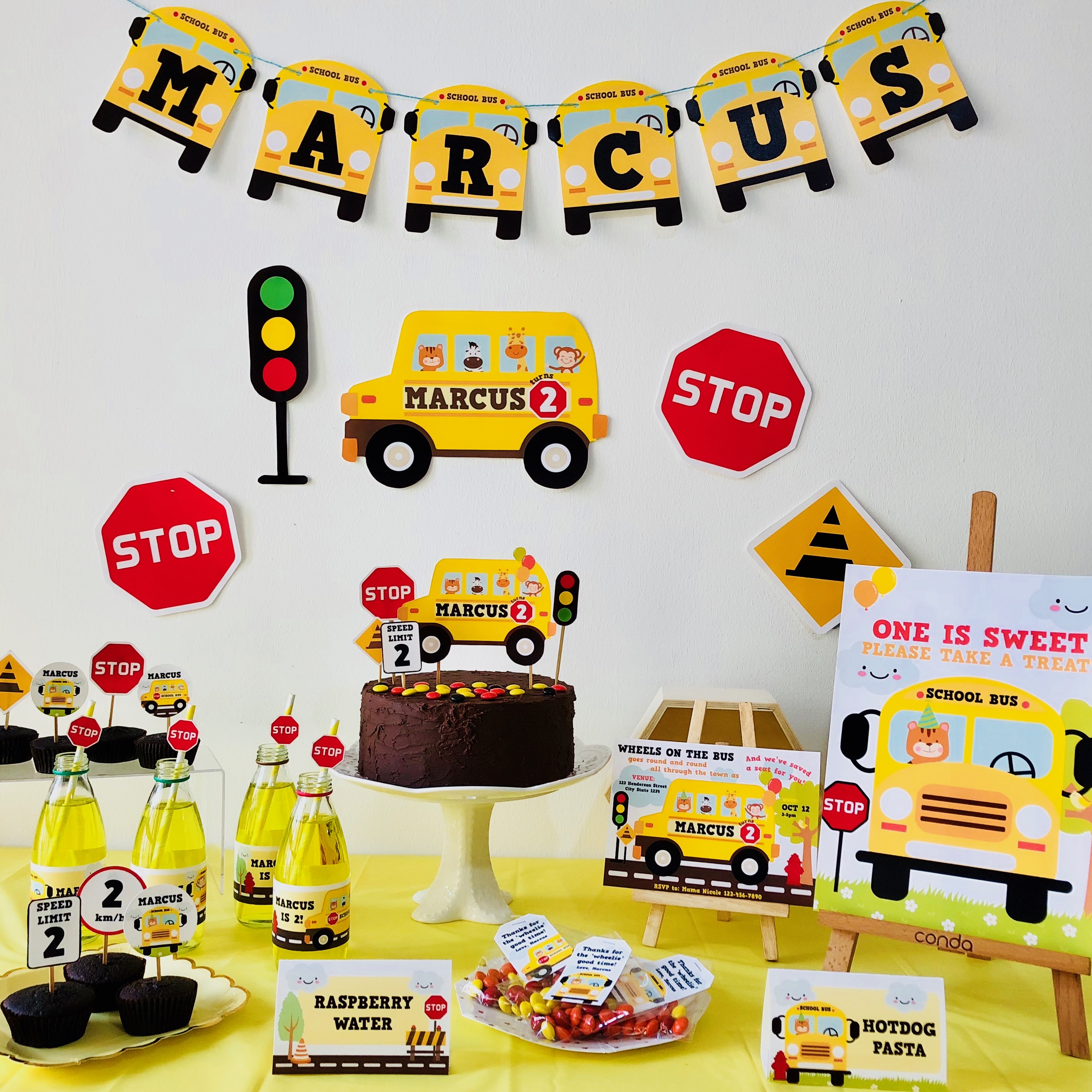 Wheels on the Bus Party Decorations Kit design preview