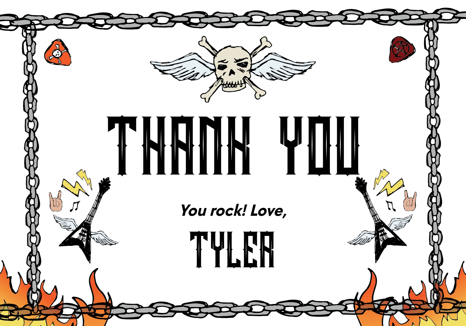 Born to Rock Thank You Cards design preview