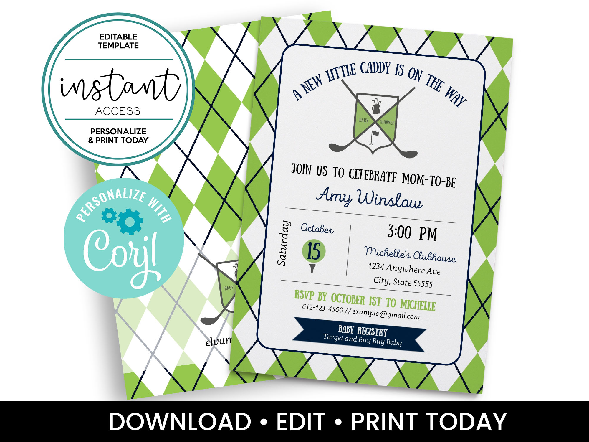 Golf Baby Shower Invite design preview