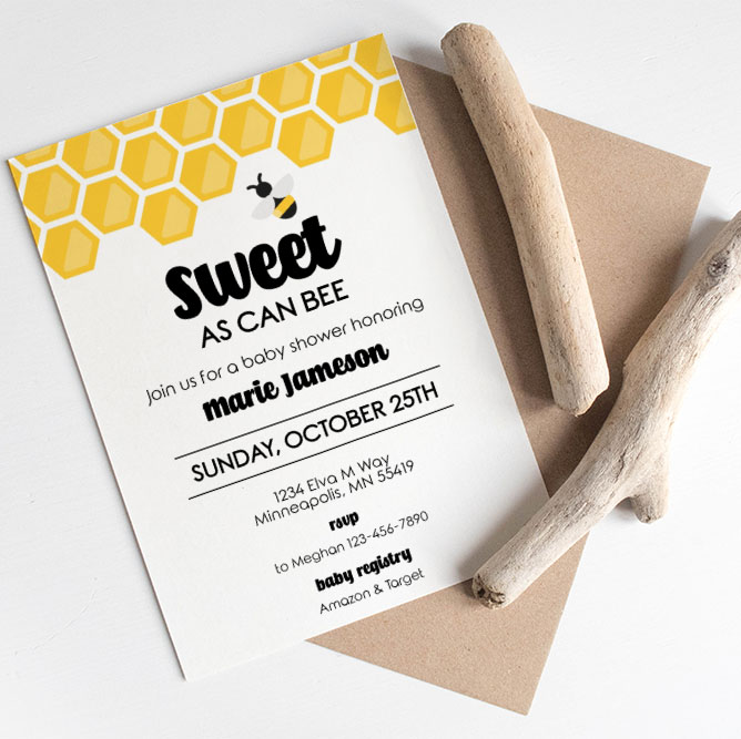 Bee Baby Shower Invite design preview