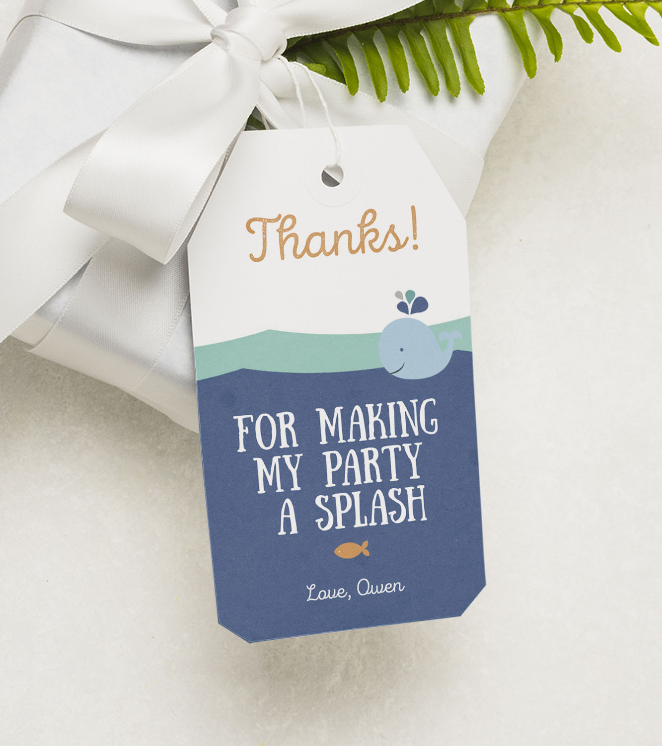 Whale Favor Tag design preview