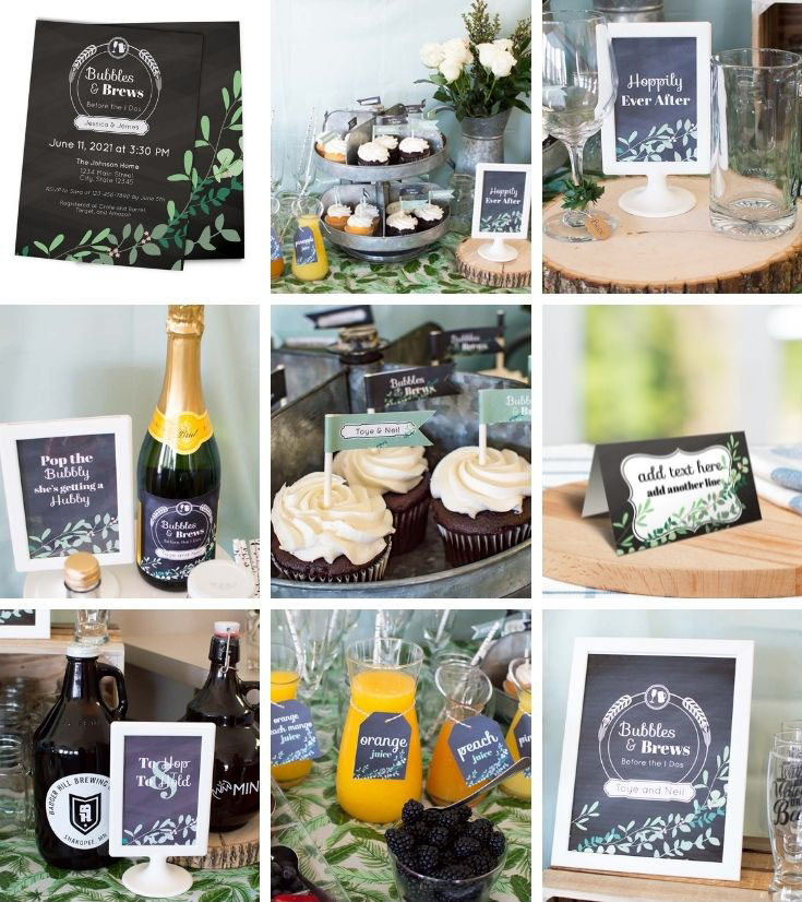 Bubbles and Brews Wedding Shower Set design preview