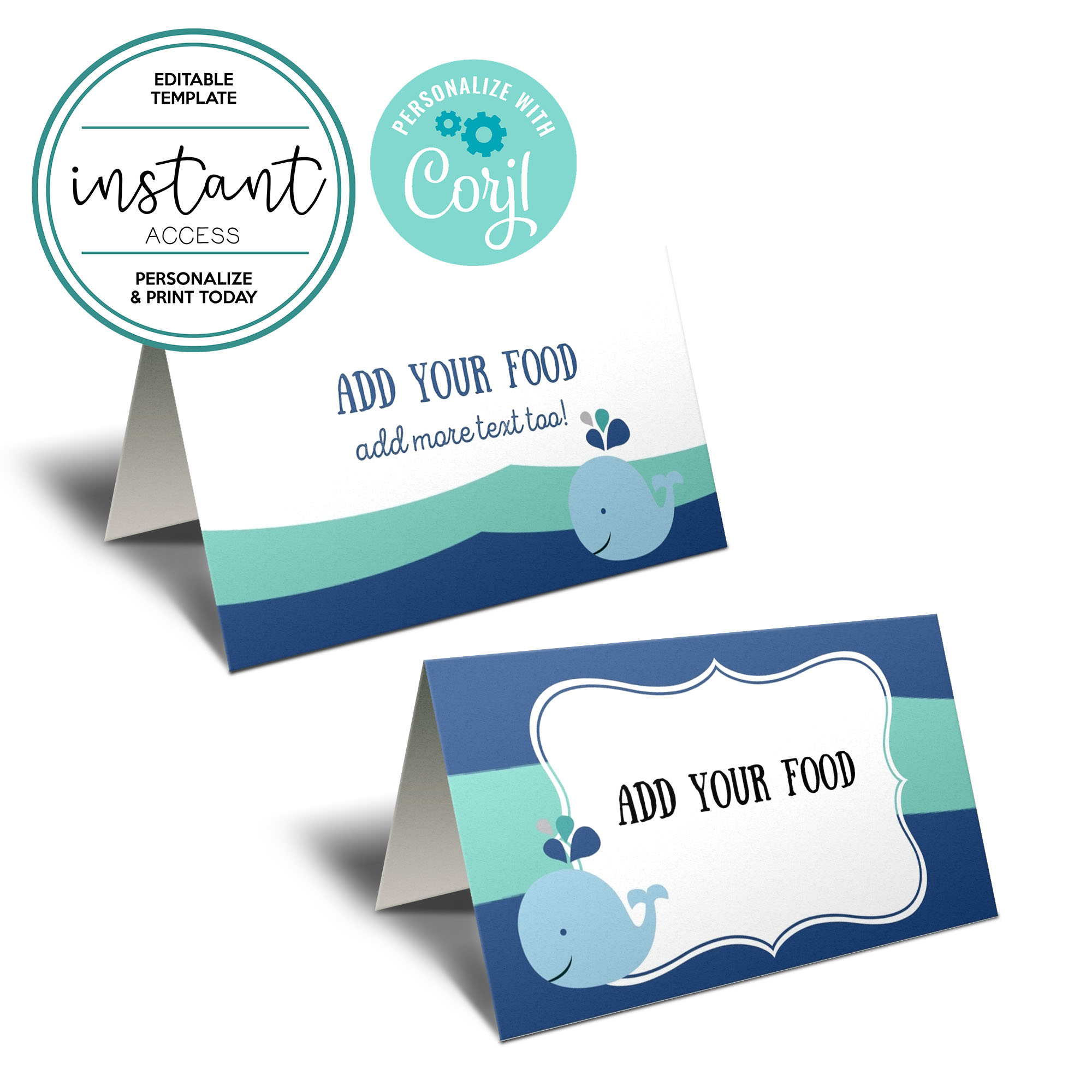Whale Tent Cards 2 design preview