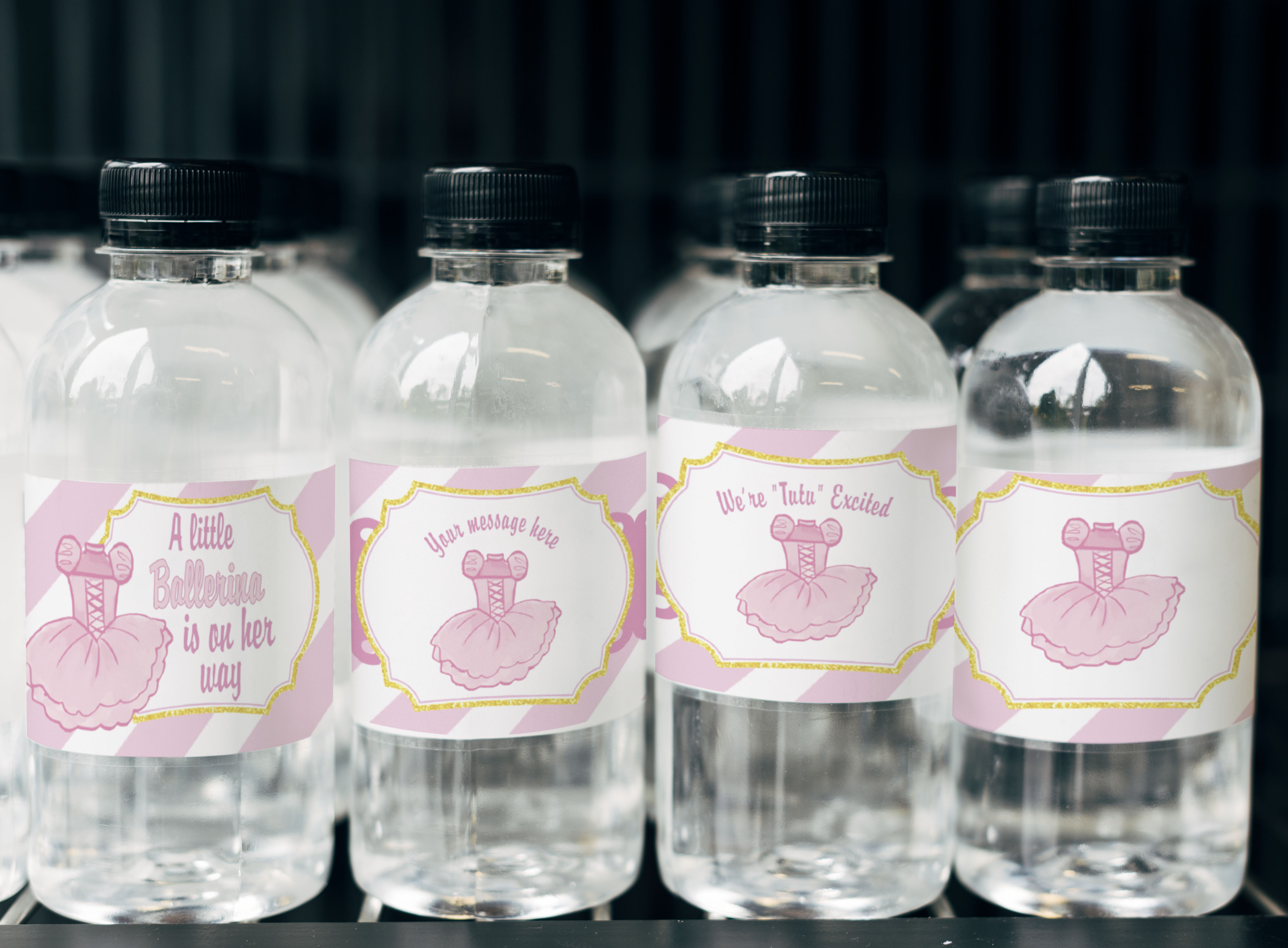 Tutu Water Bottle Labels design preview