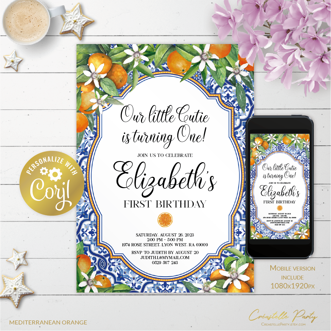 orange mediterranean - bd invitation 1 design preview
