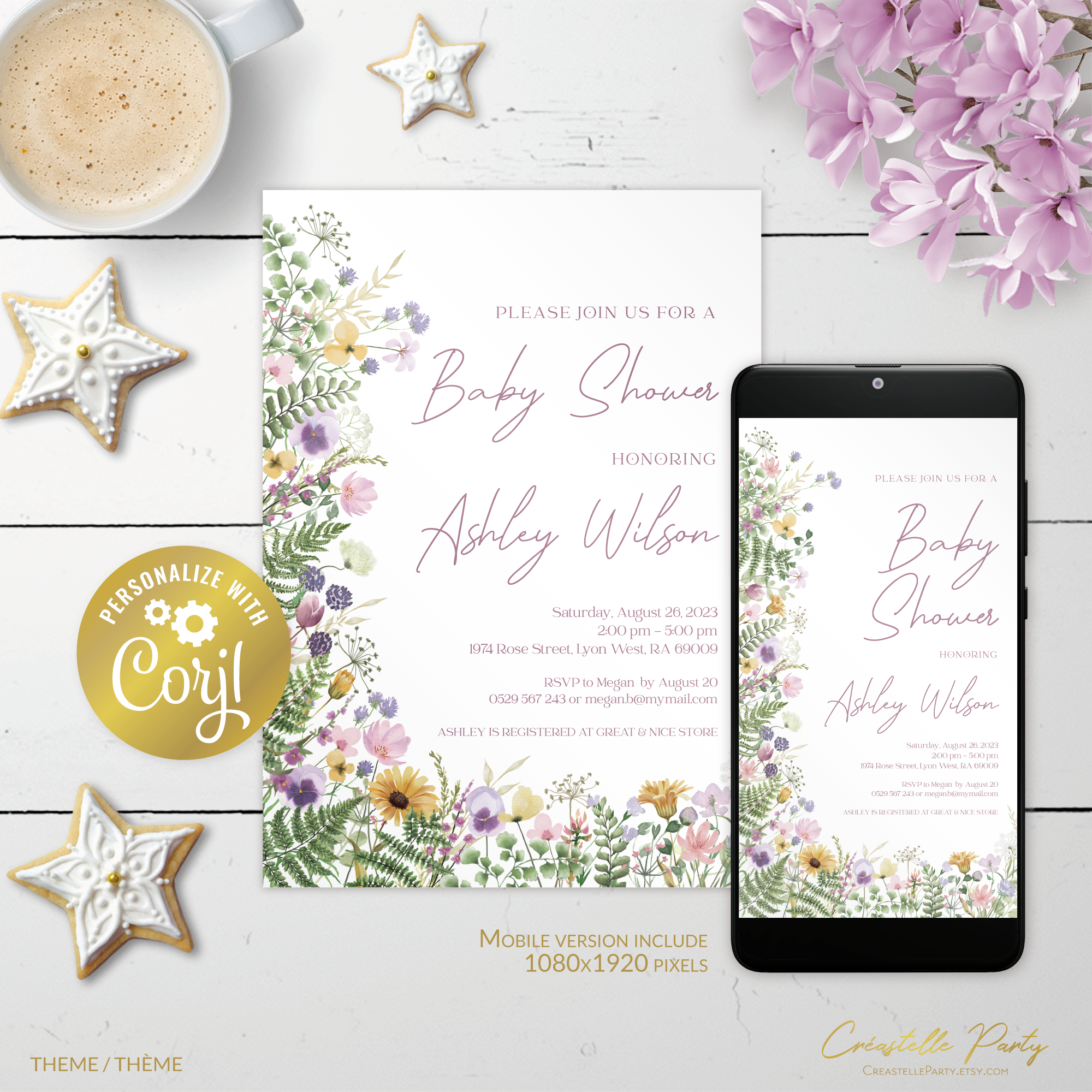 meadow delicate - bbs invitation 1 design preview