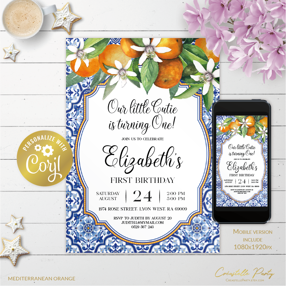 orange mediterranean - bd invitation 2 design preview