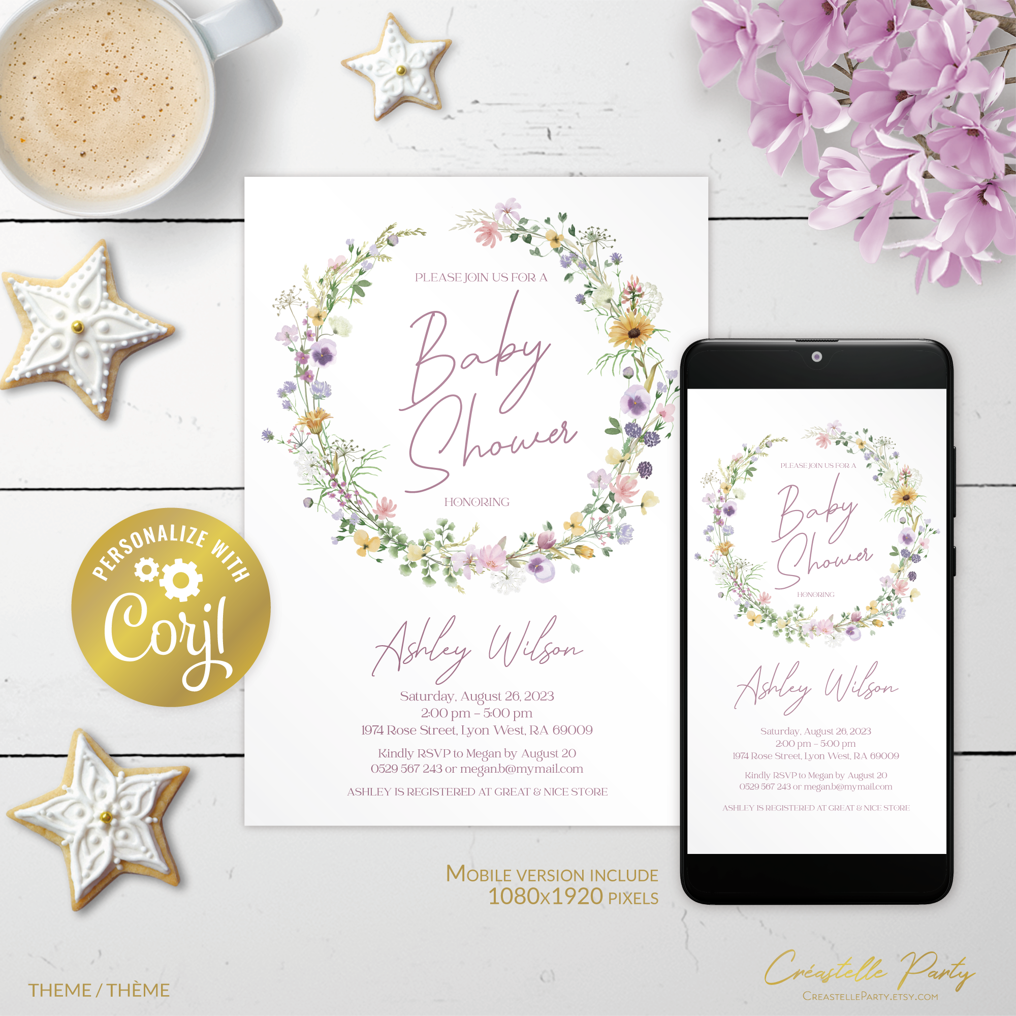 meadow delicate - bbs invitation 2 design preview