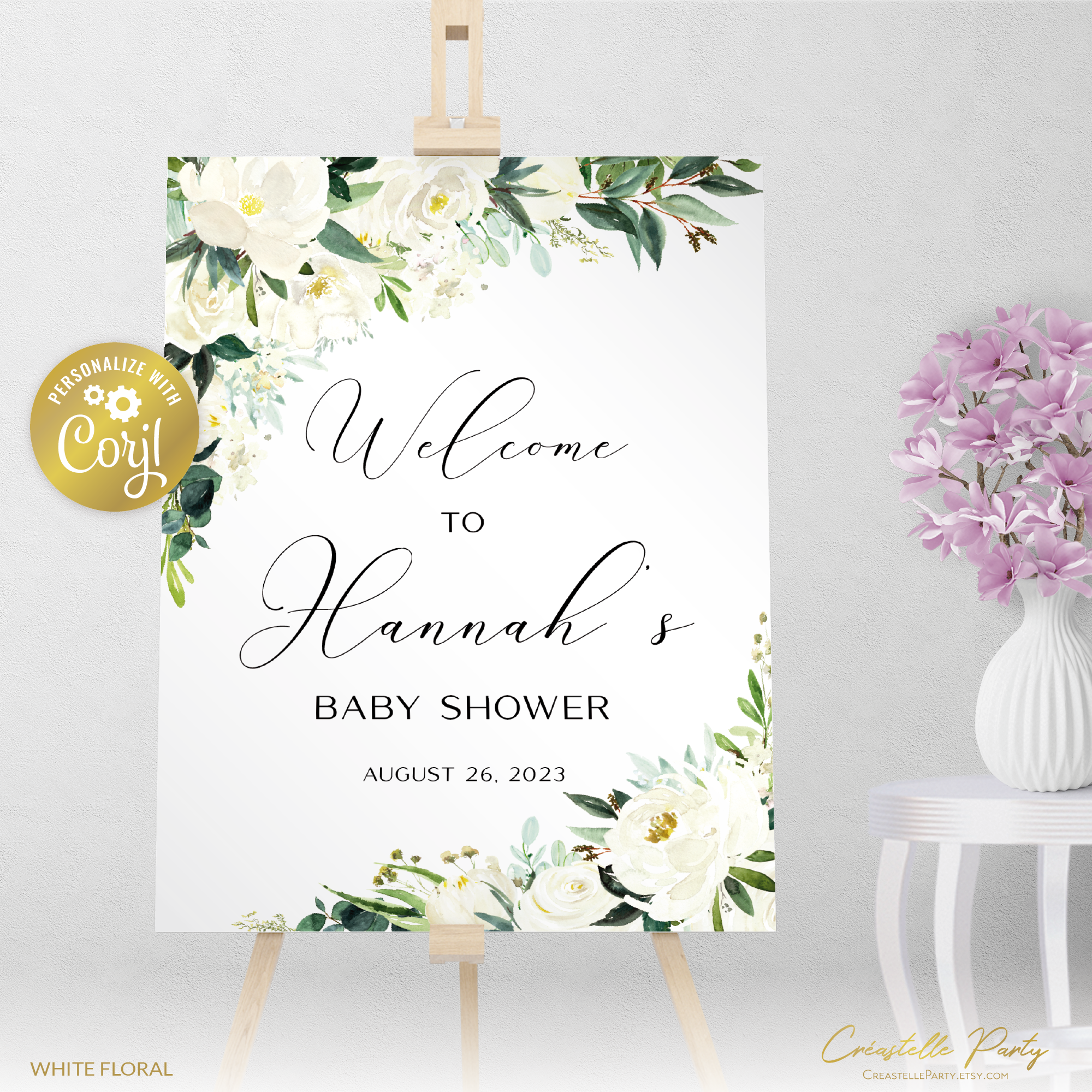 white floral - welcome design preview