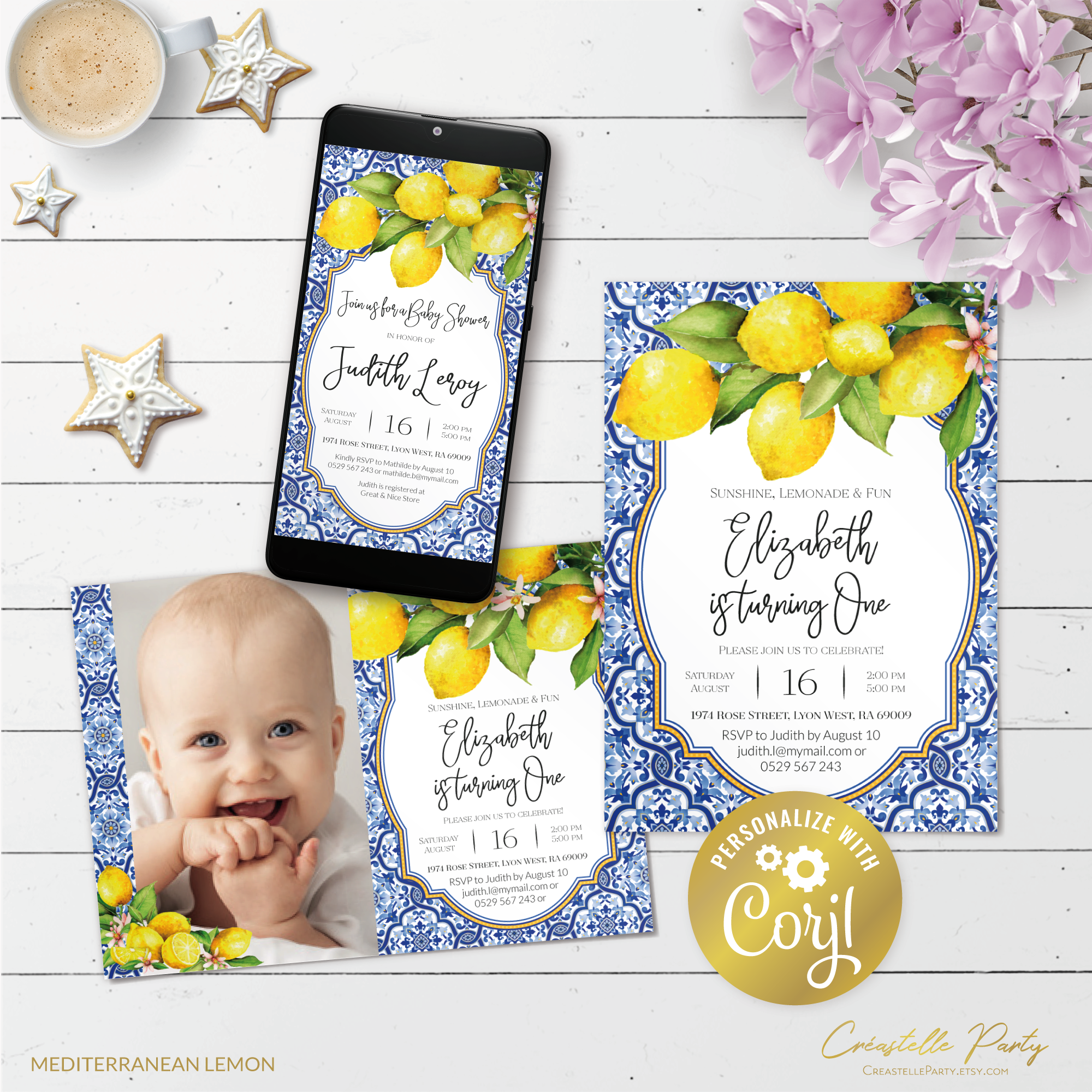 lemon mediterranean - bd invitation 2 design preview