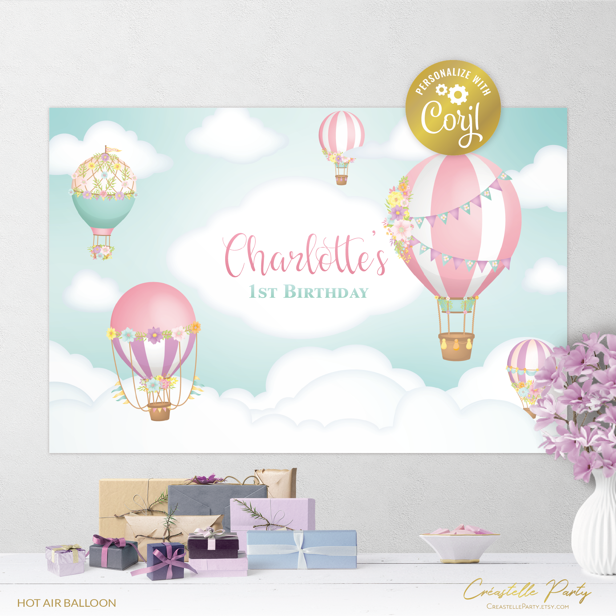 HotAirBalloon turquoise - backdrop design preview