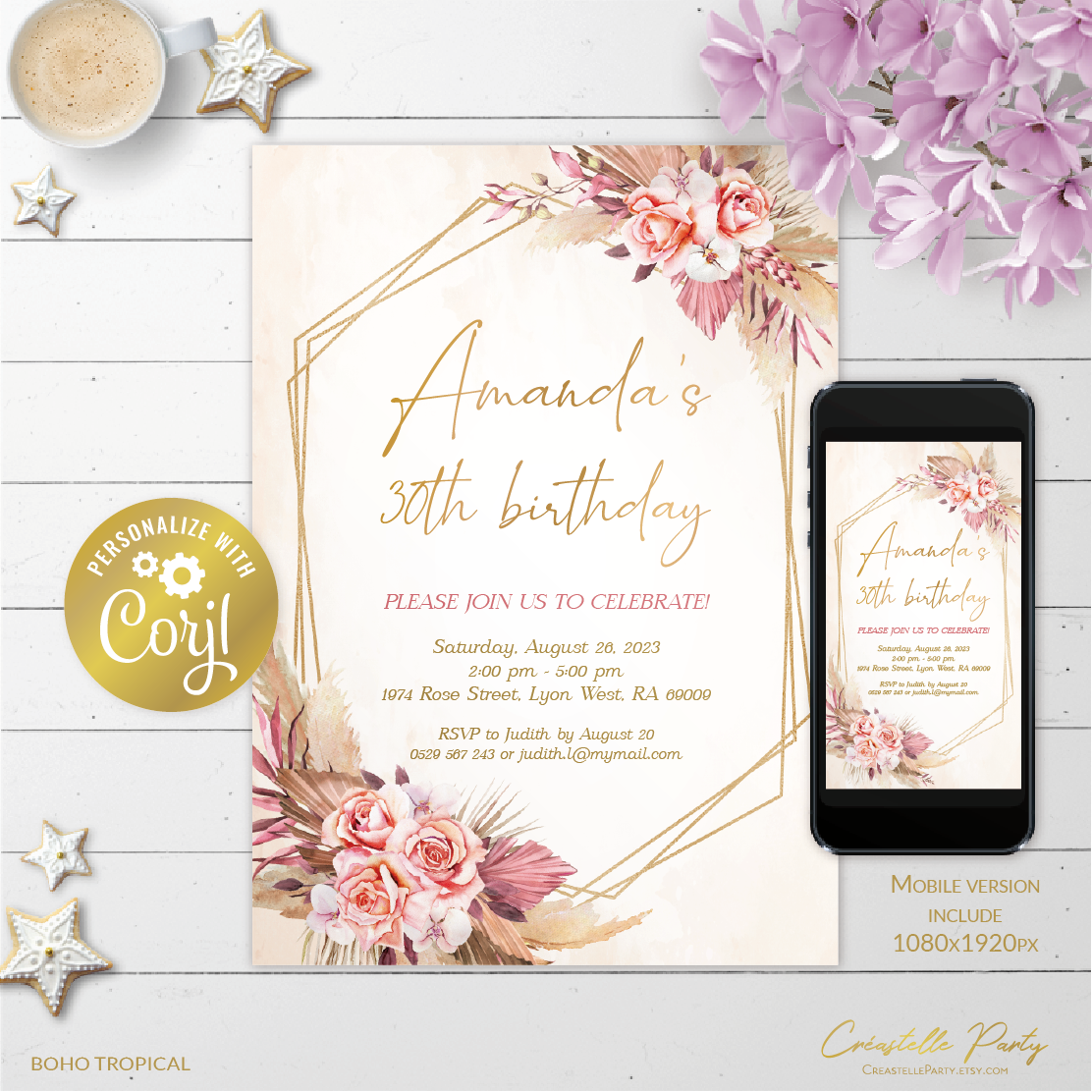 boho tropical - bd invitation 1 design preview