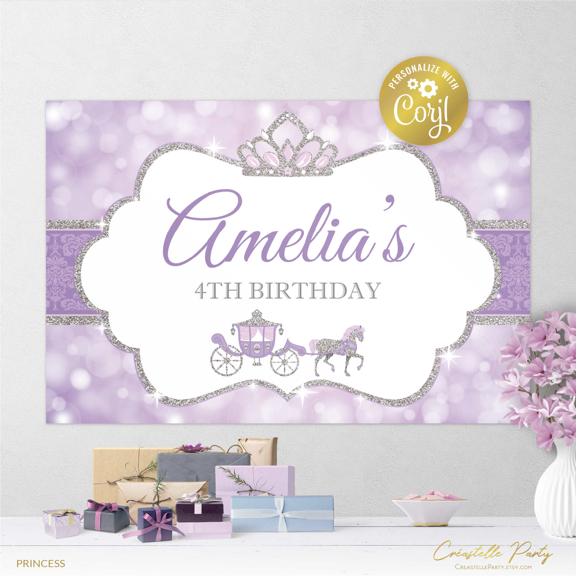 princess lavender silver - backdrop 2 design preview