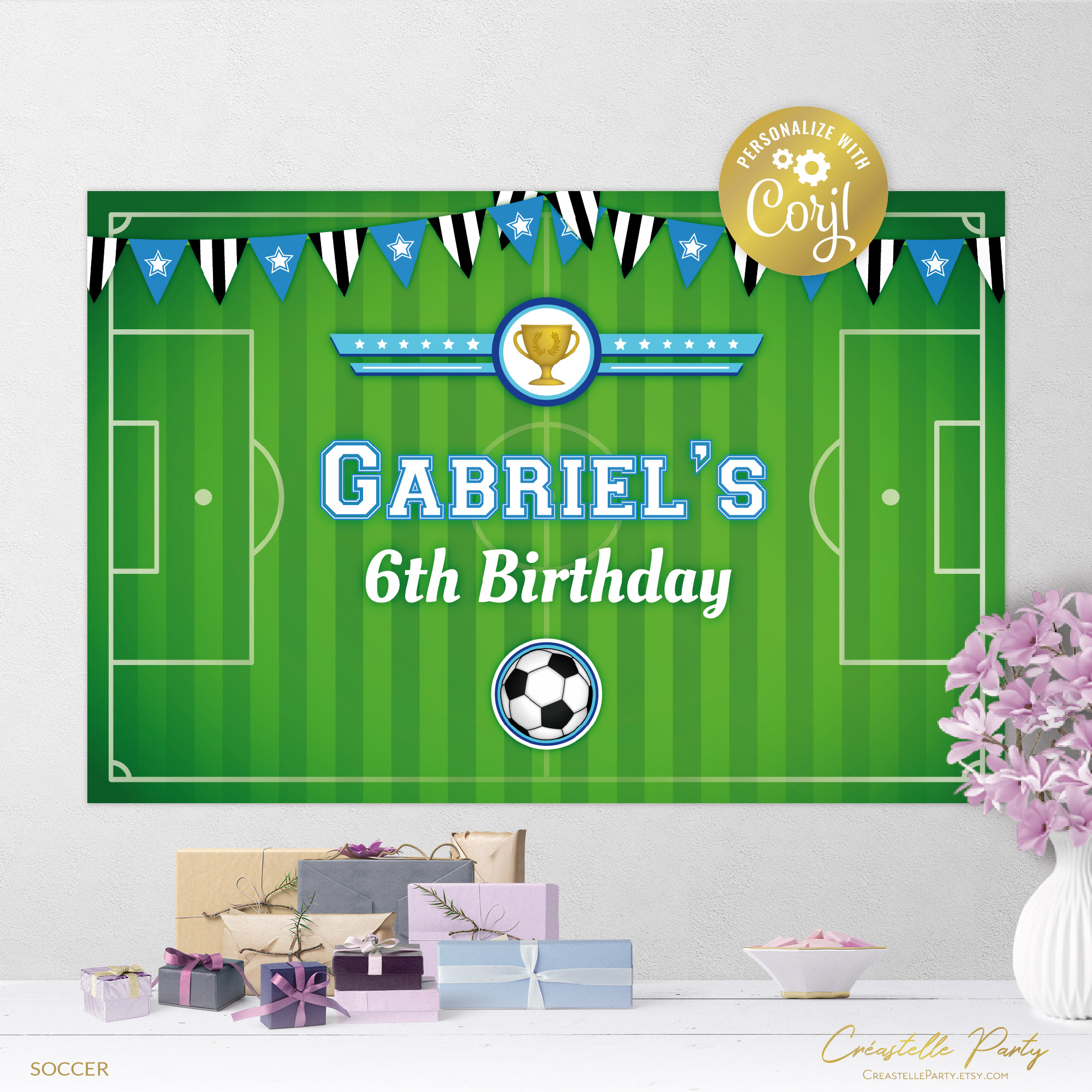 soccer blue - backdrop design preview