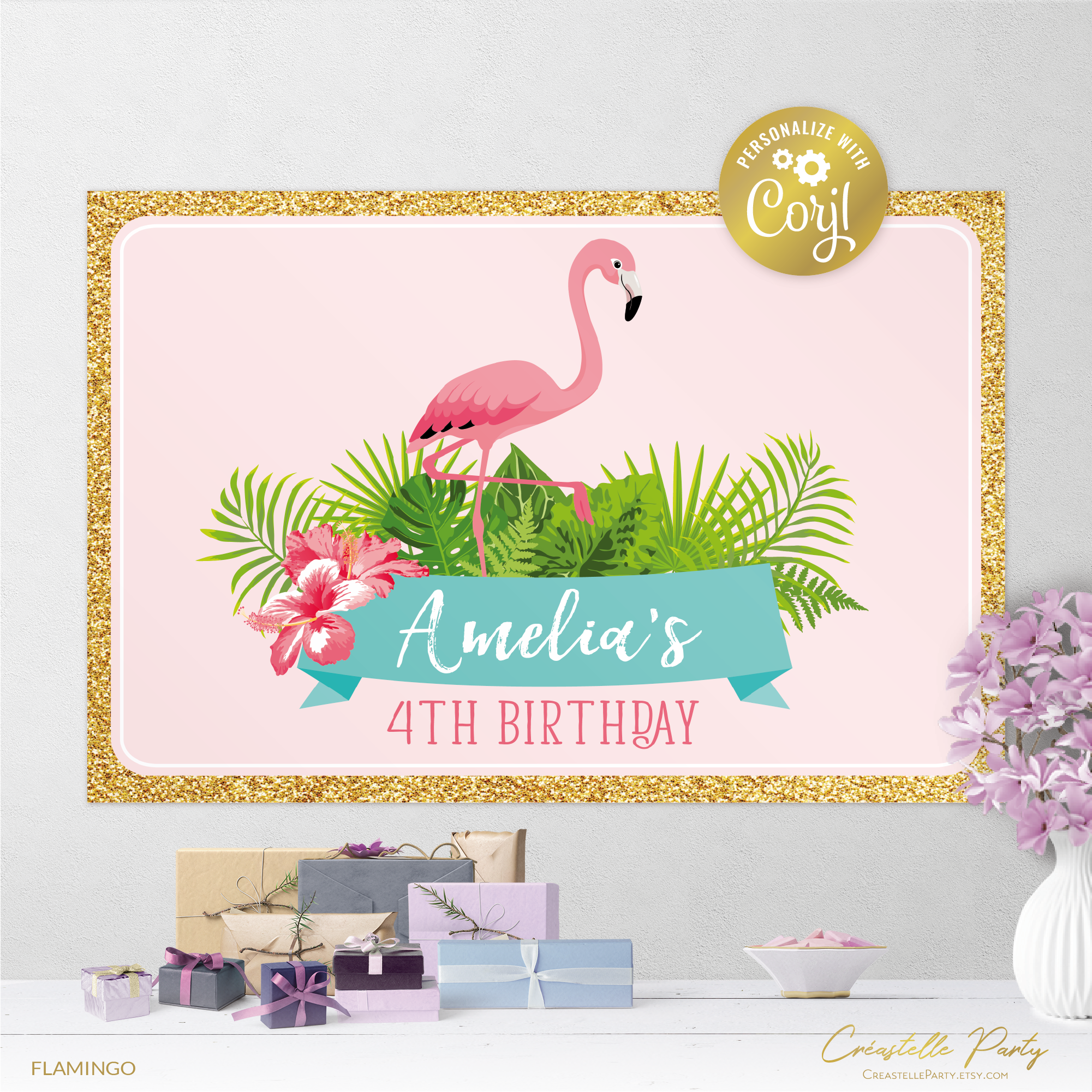 flamingo pink - backdrop 1 design preview