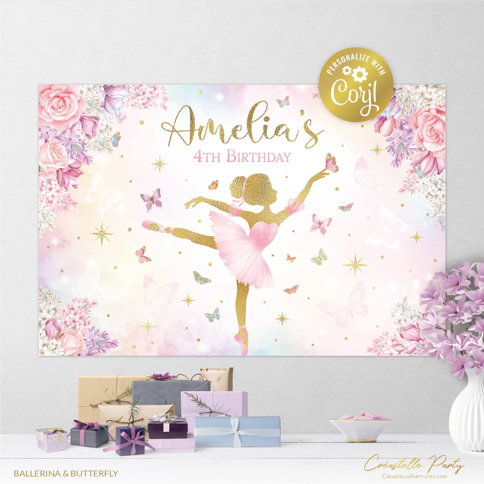 ballerina butterfly - backdrop 1 design preview