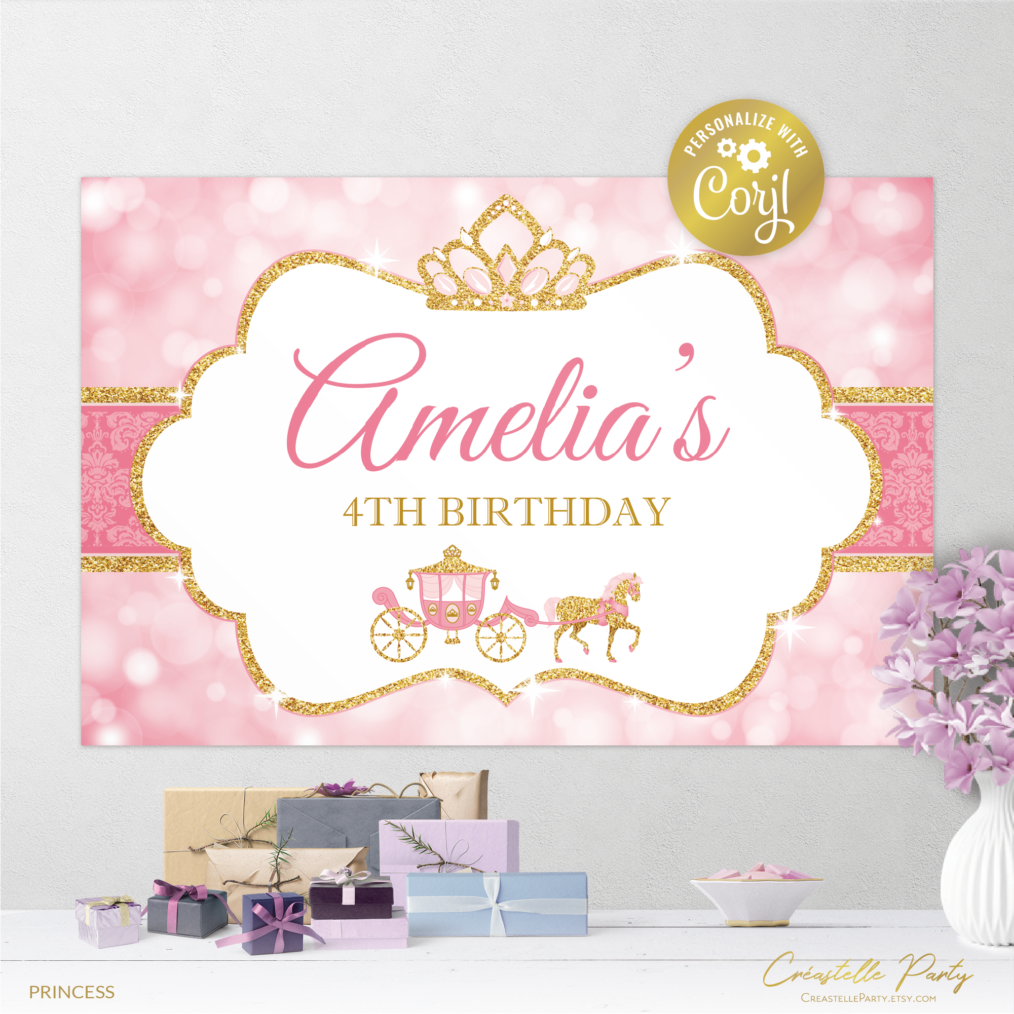 princess pink bokeh - backdrop 1 design preview