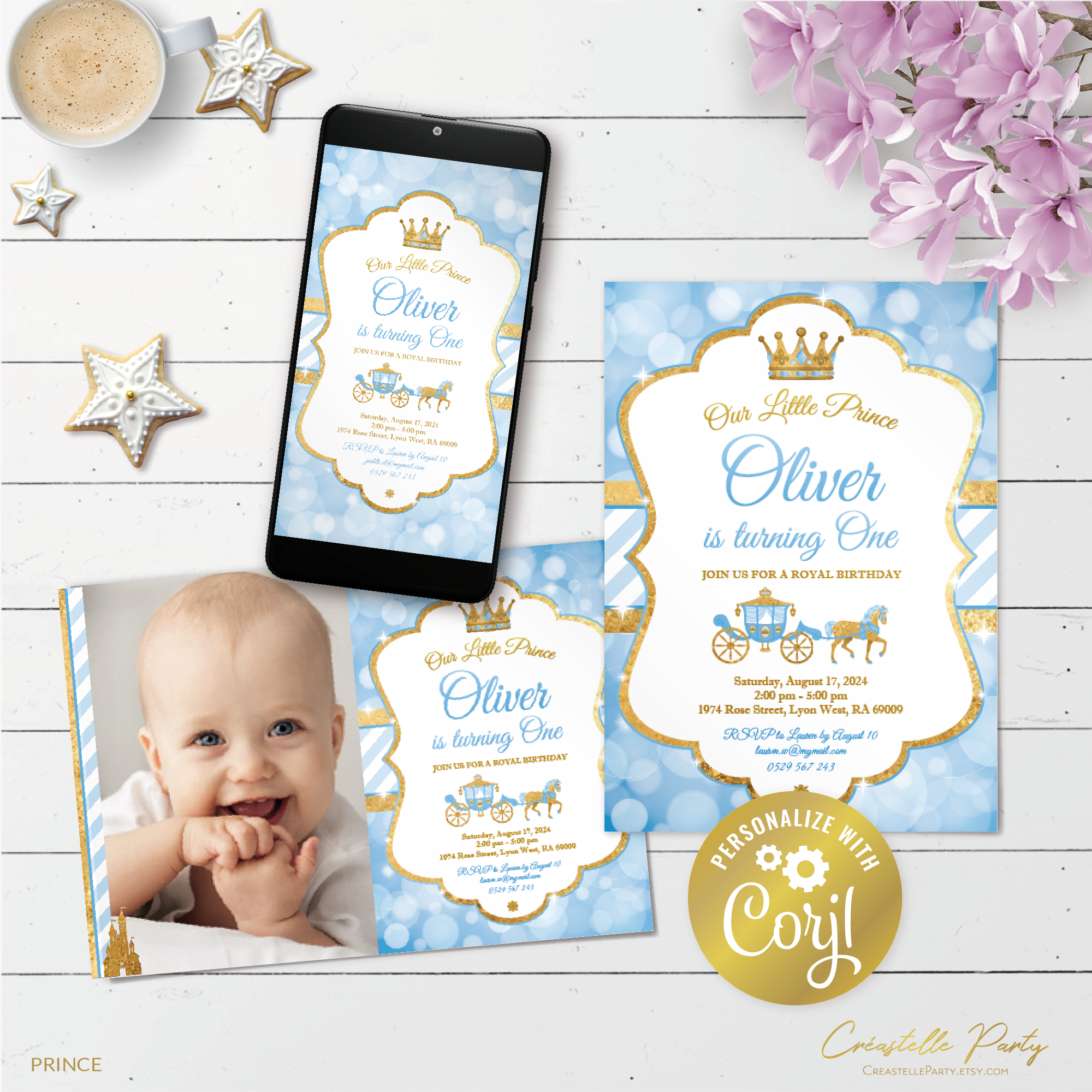 prince sky gold bokeh - BD invitation 1 design preview