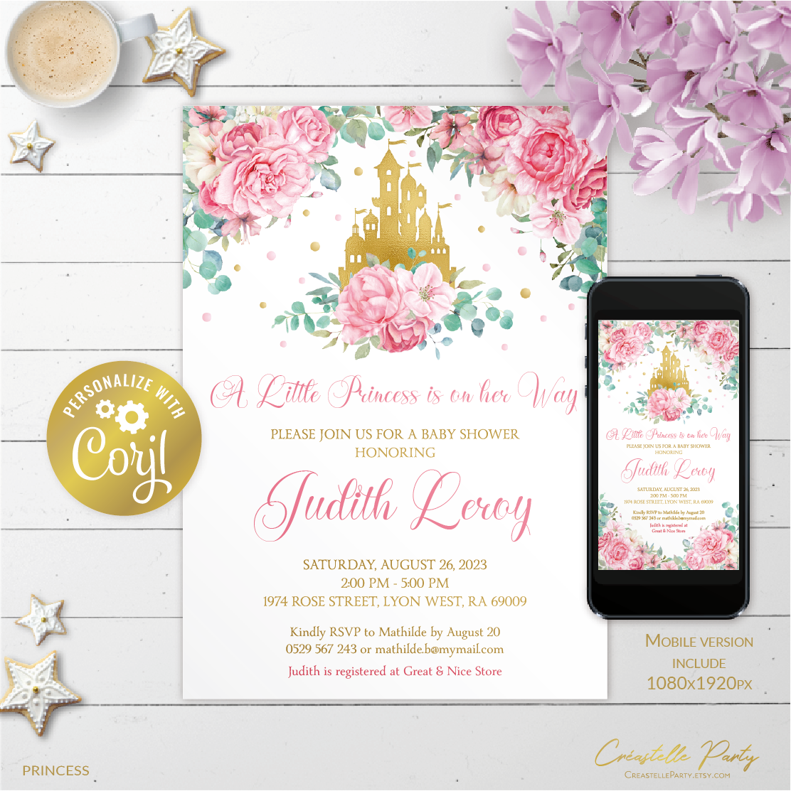 wtrcol princess - bbs invitation 1 design preview