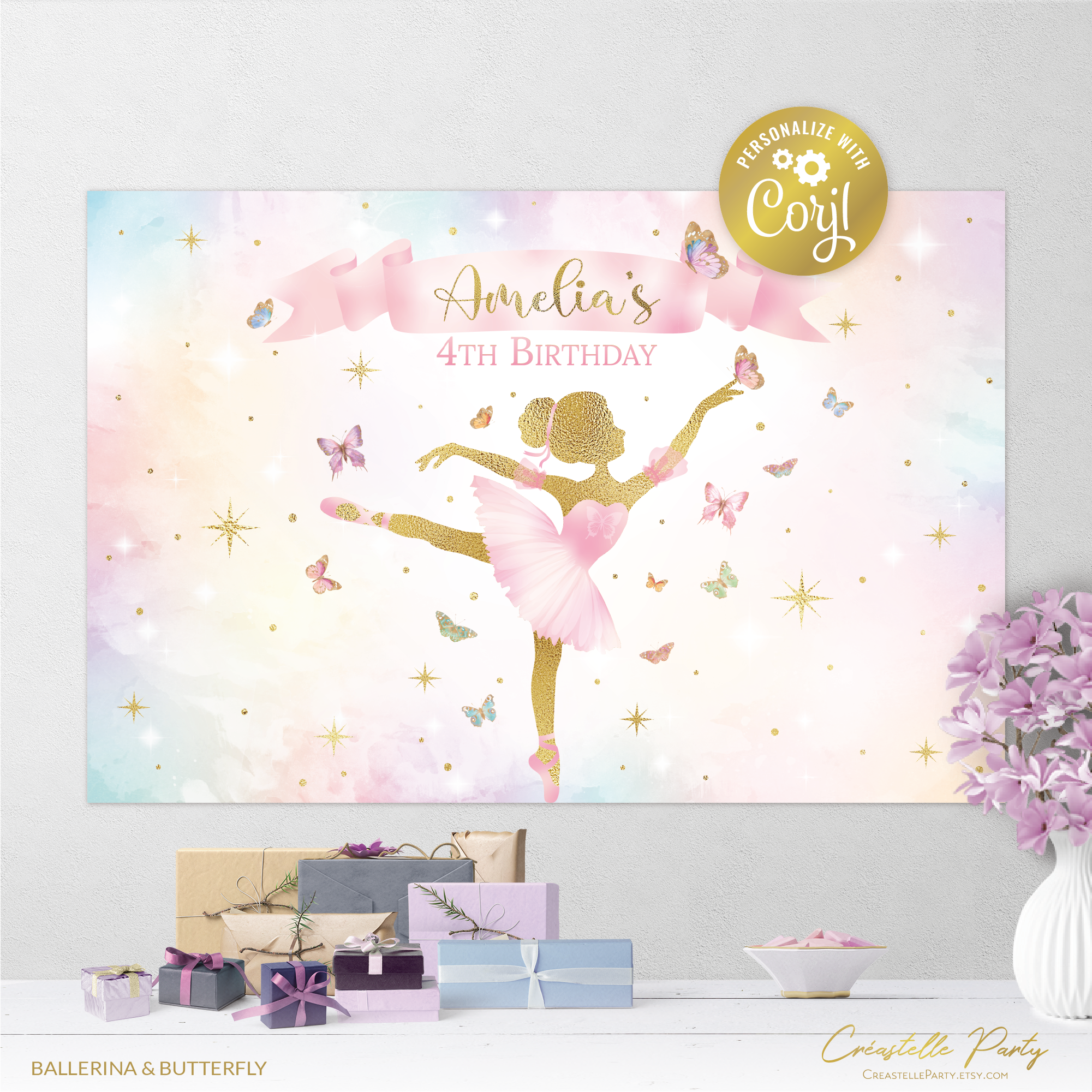 ballerina butterfly - backdrop 2 design preview
