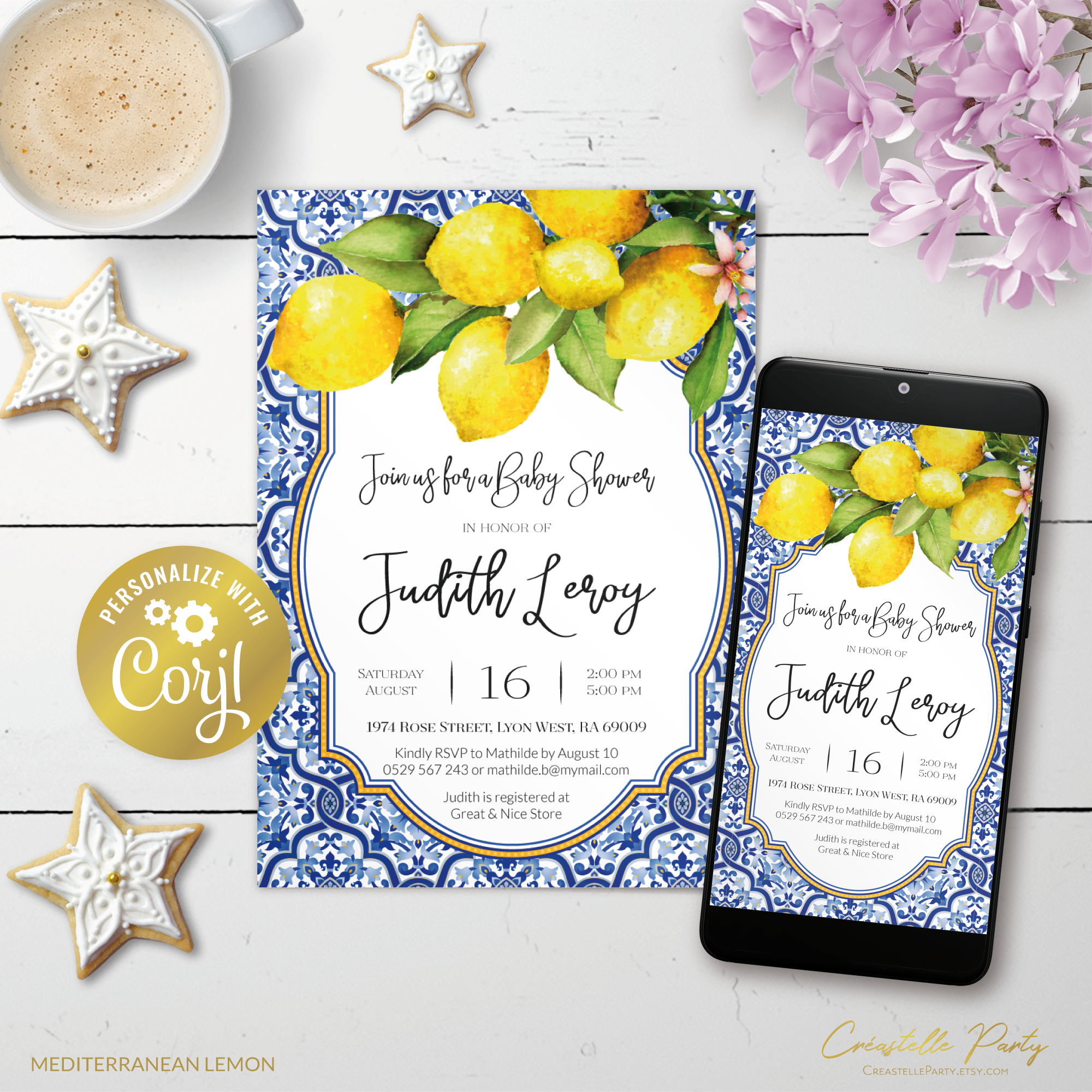 lemon mediterranean - bbs invitation 2 design preview