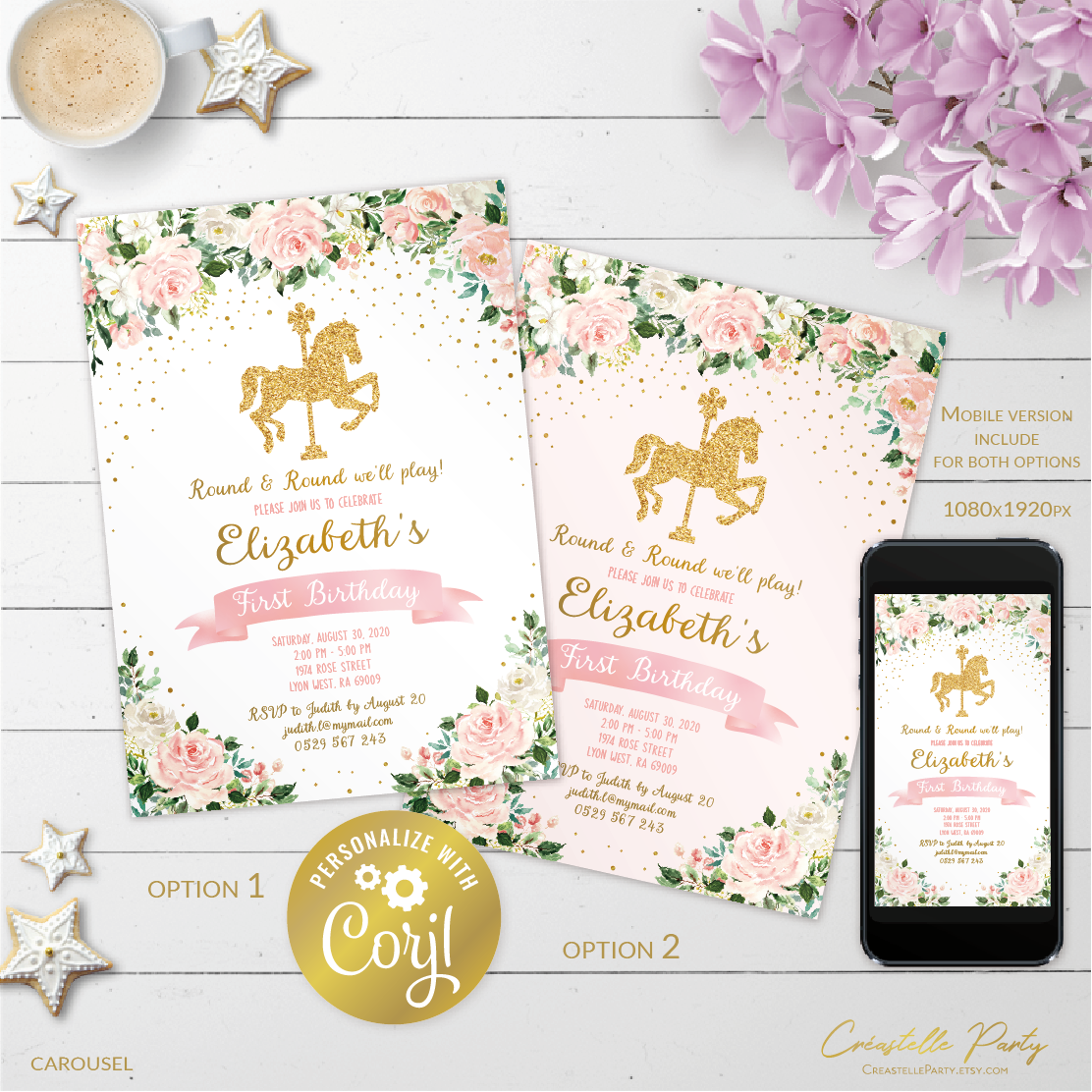 carousel pink - bd invitation 4 design preview