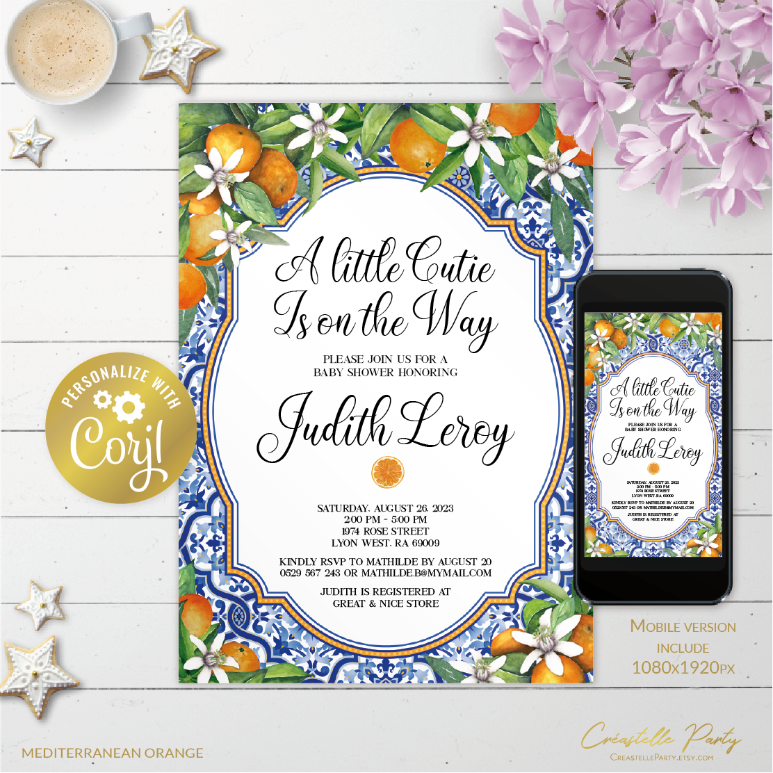 orange mediterranean - bbs invitation 1 design preview