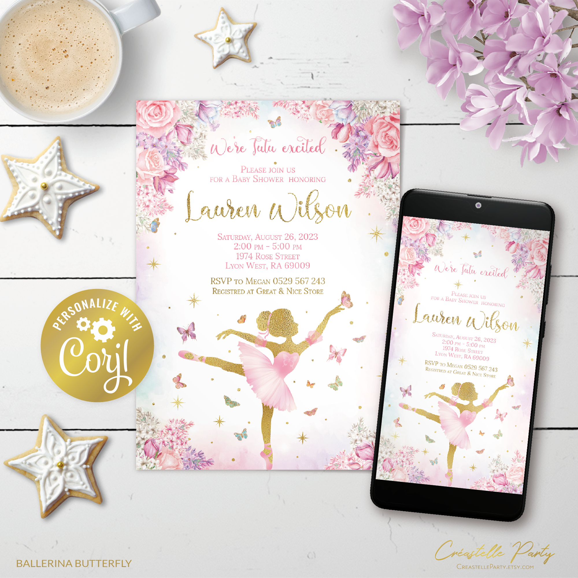 ballerina butterfly - bbs invitation 1 design preview