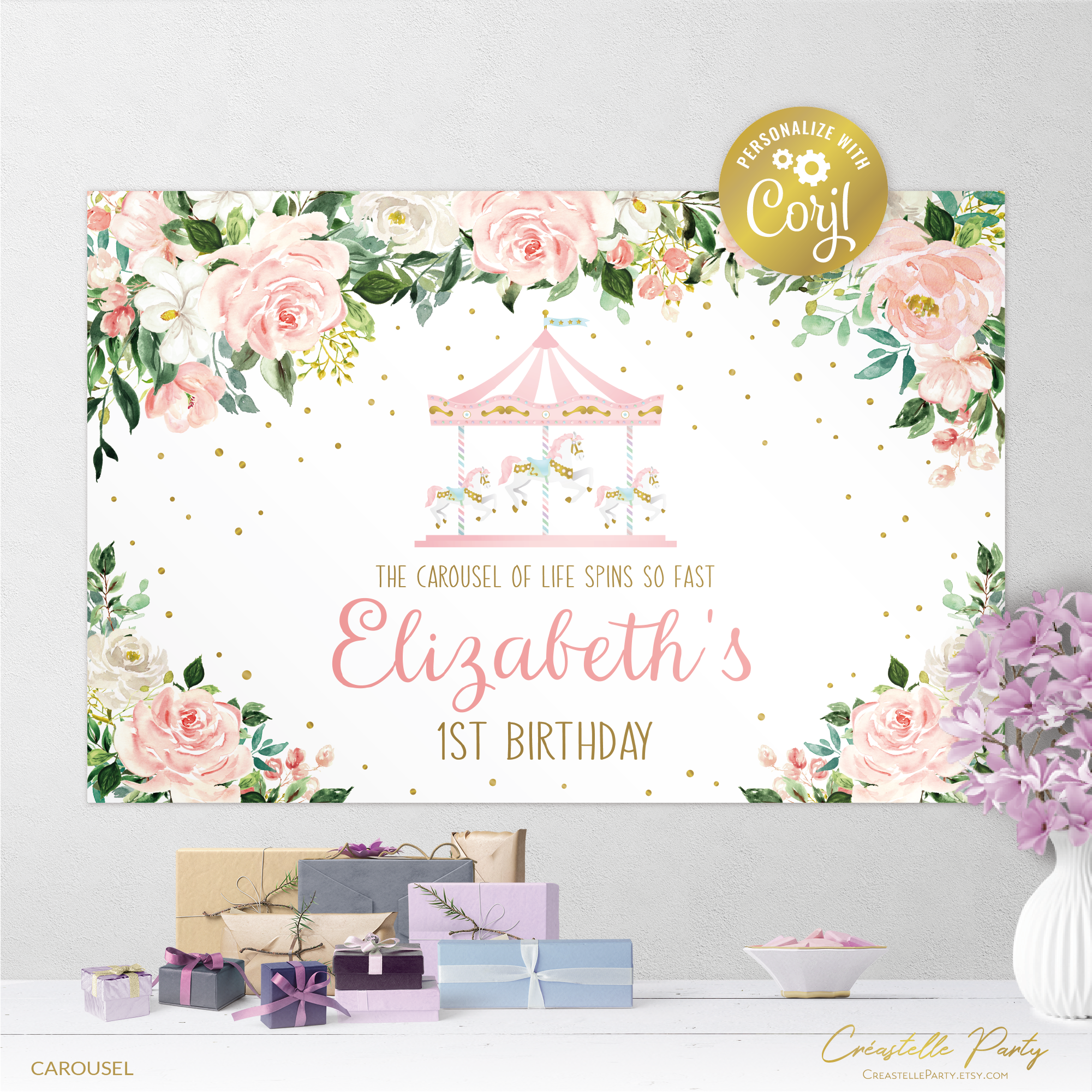 carousel pink floral - backdrop design preview