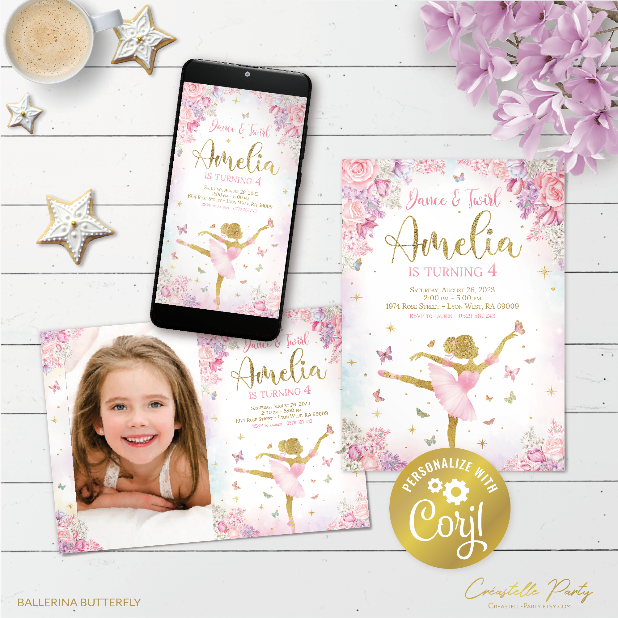 ballerina butterfly - bd invitation 1 design preview