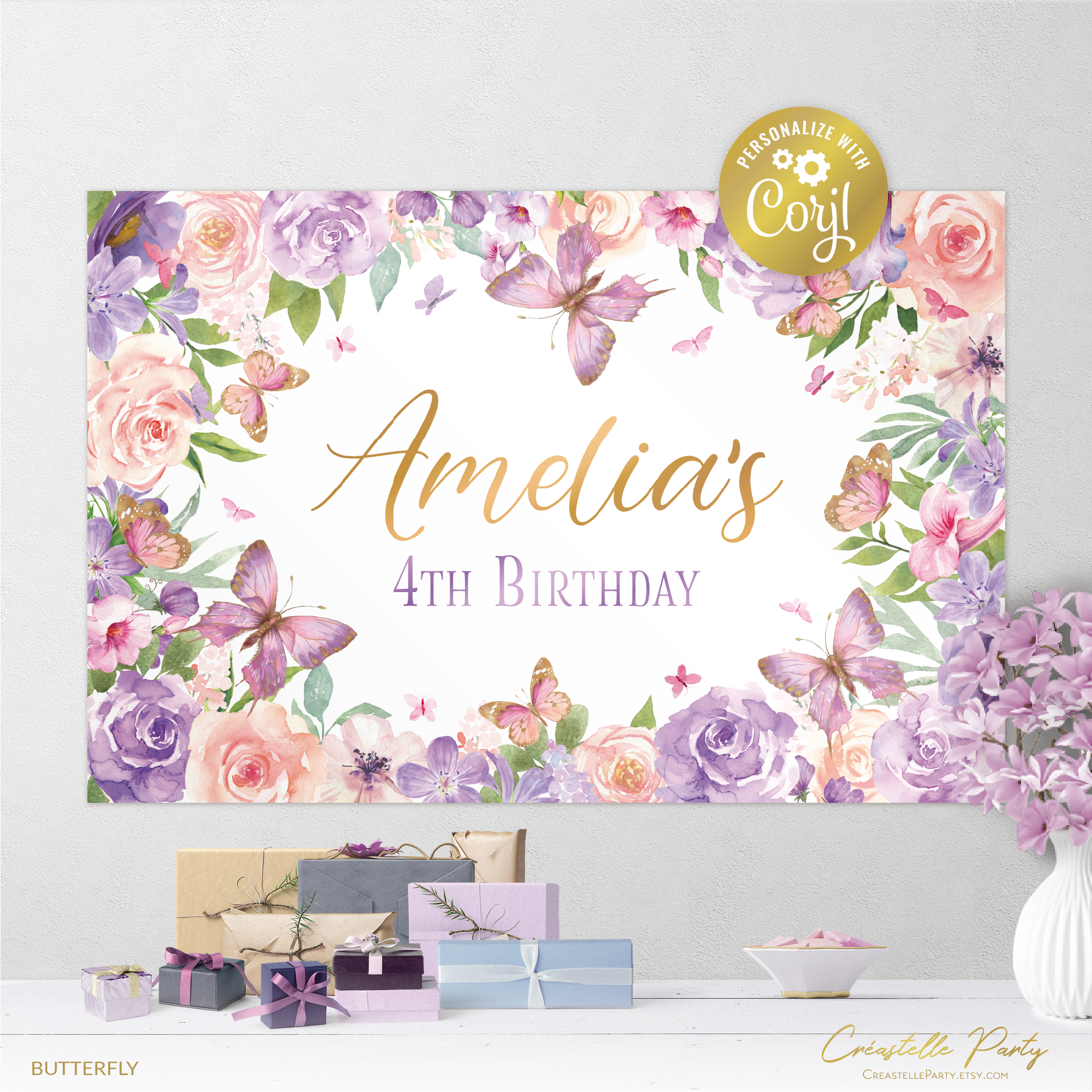butterfly lavender - backdrop 2 design preview