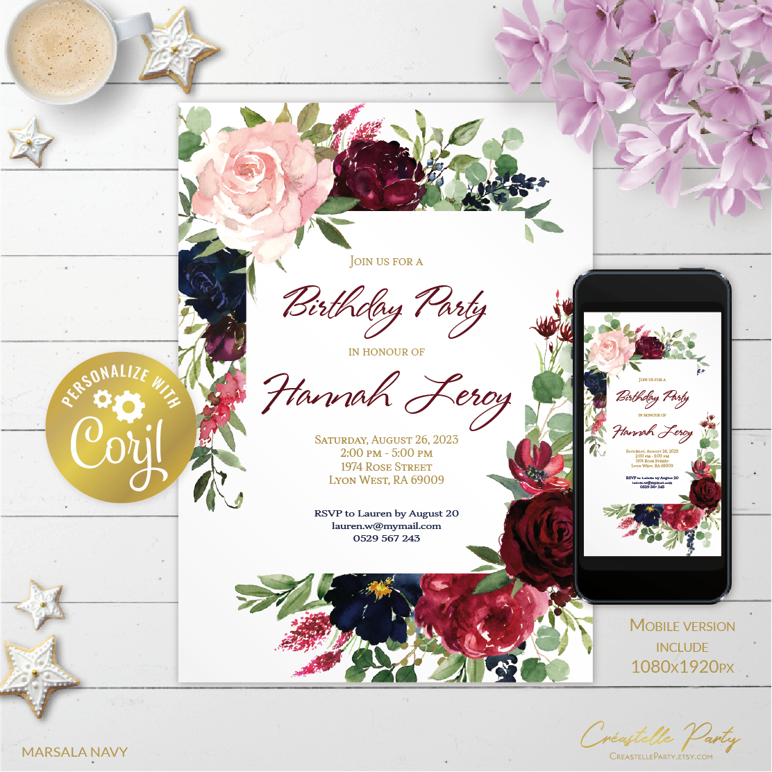 marsala navy - bd invitation 3 design preview