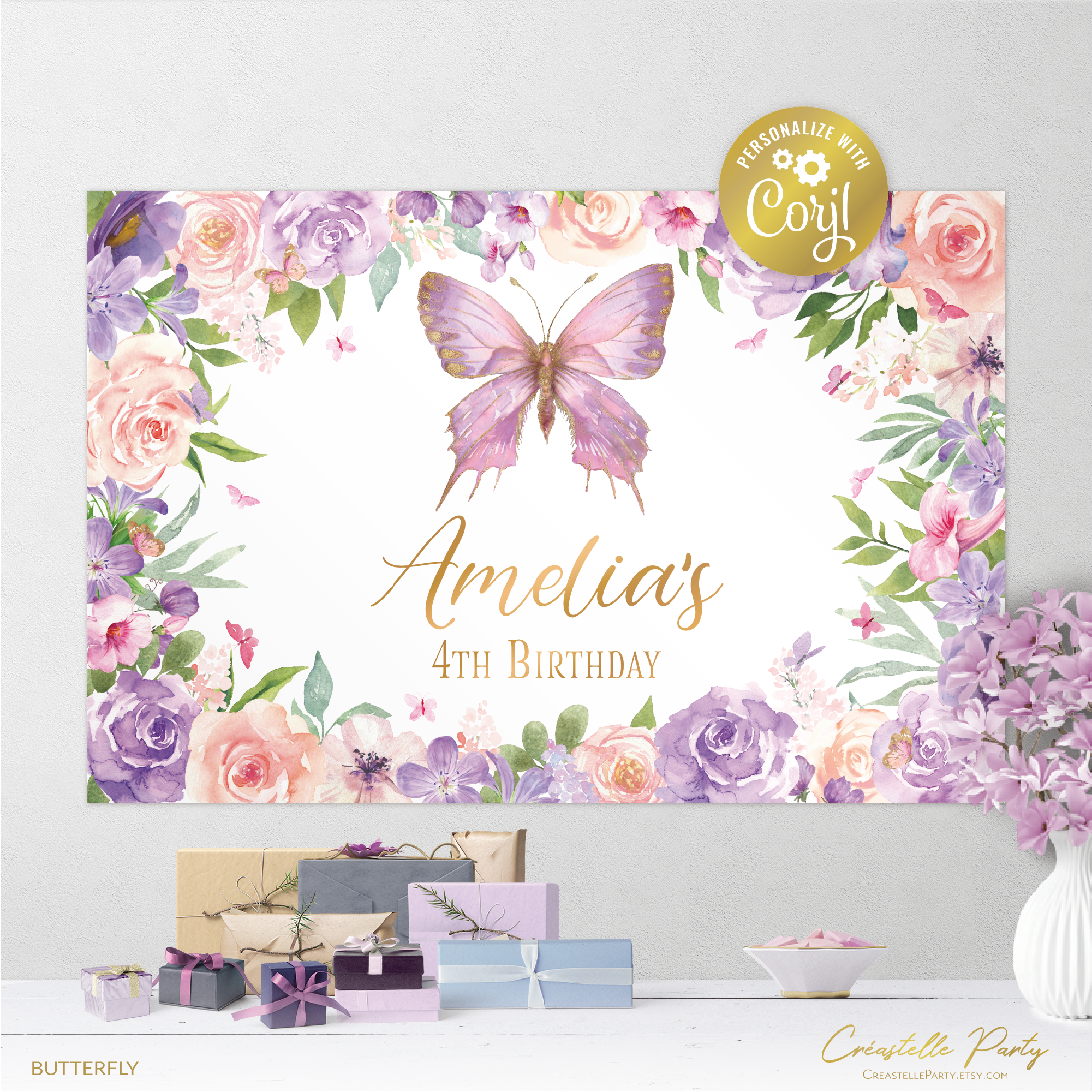 butterfly lavender - backdrop 1 design preview