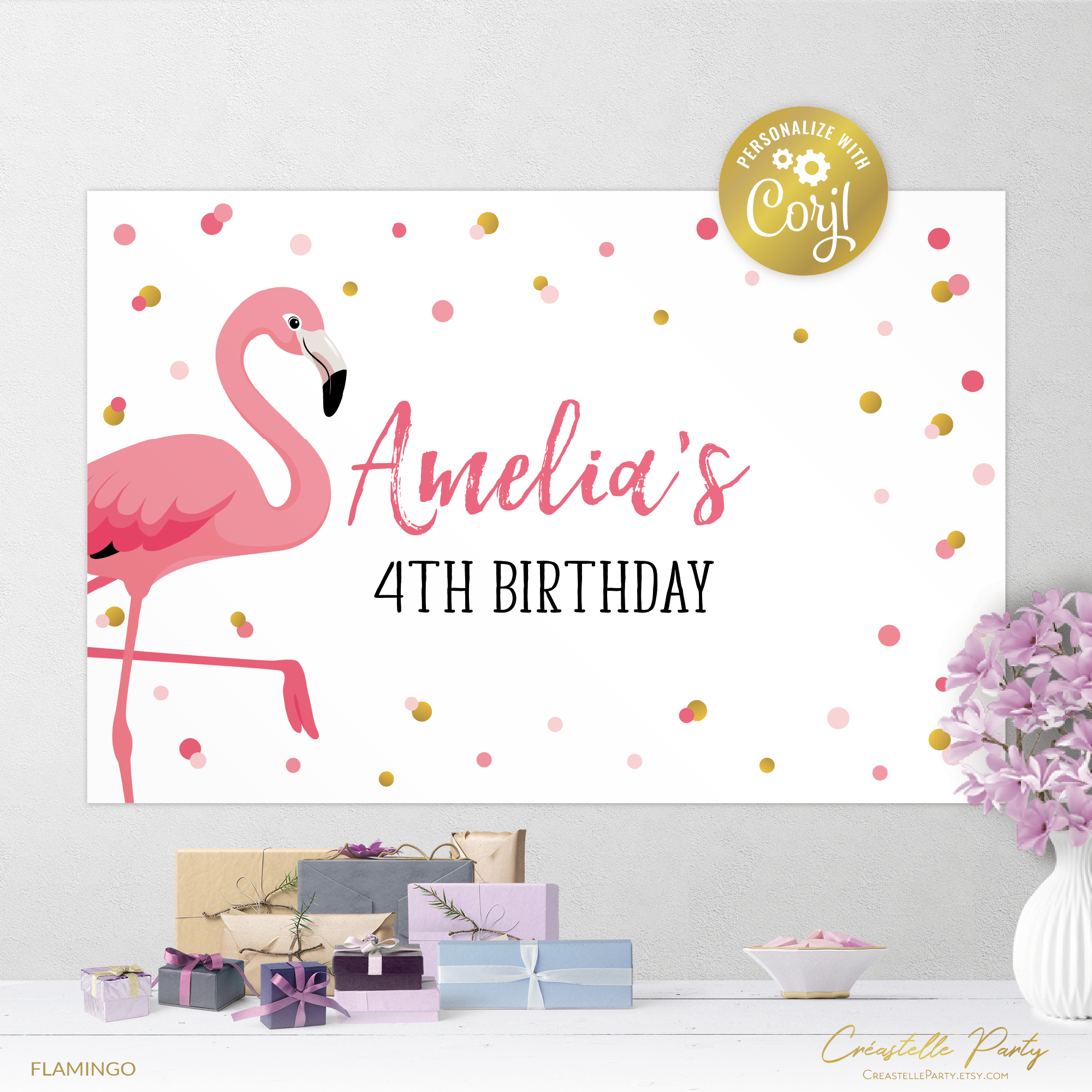 flamingo dots - backdrop 1 design preview
