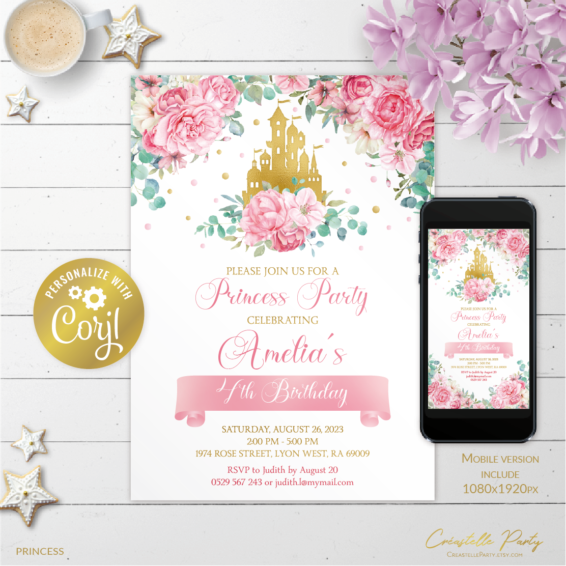 wtrcol princess - bd invitation 1 design preview