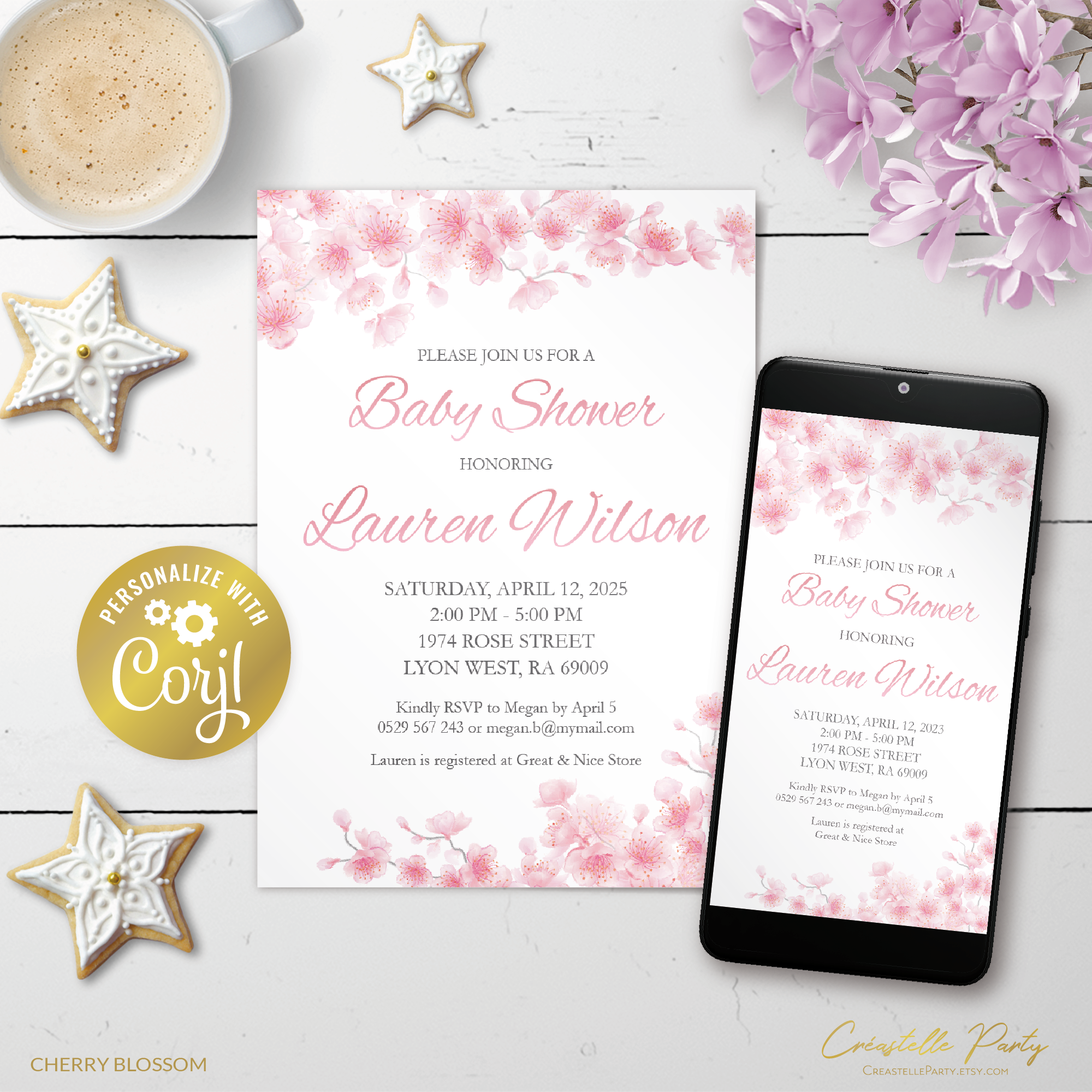 sakura pink - bbs invitation design preview
