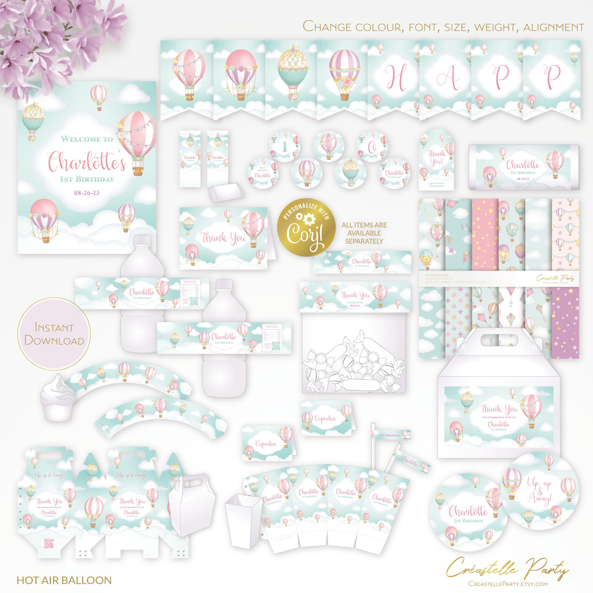 HotAirBalloon turquoise - decors design preview