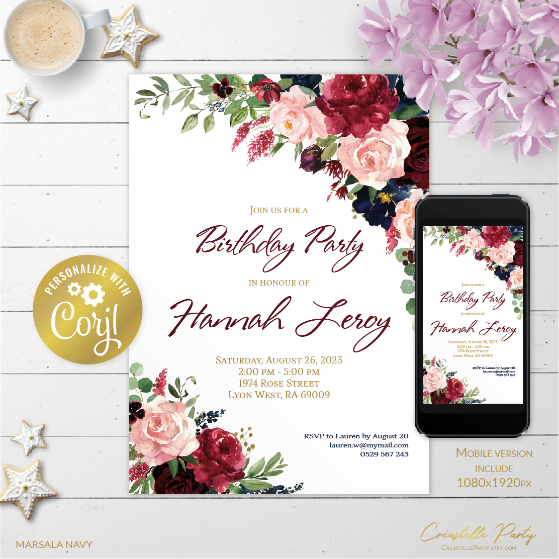 marsala navy - bd invitation 1 design preview