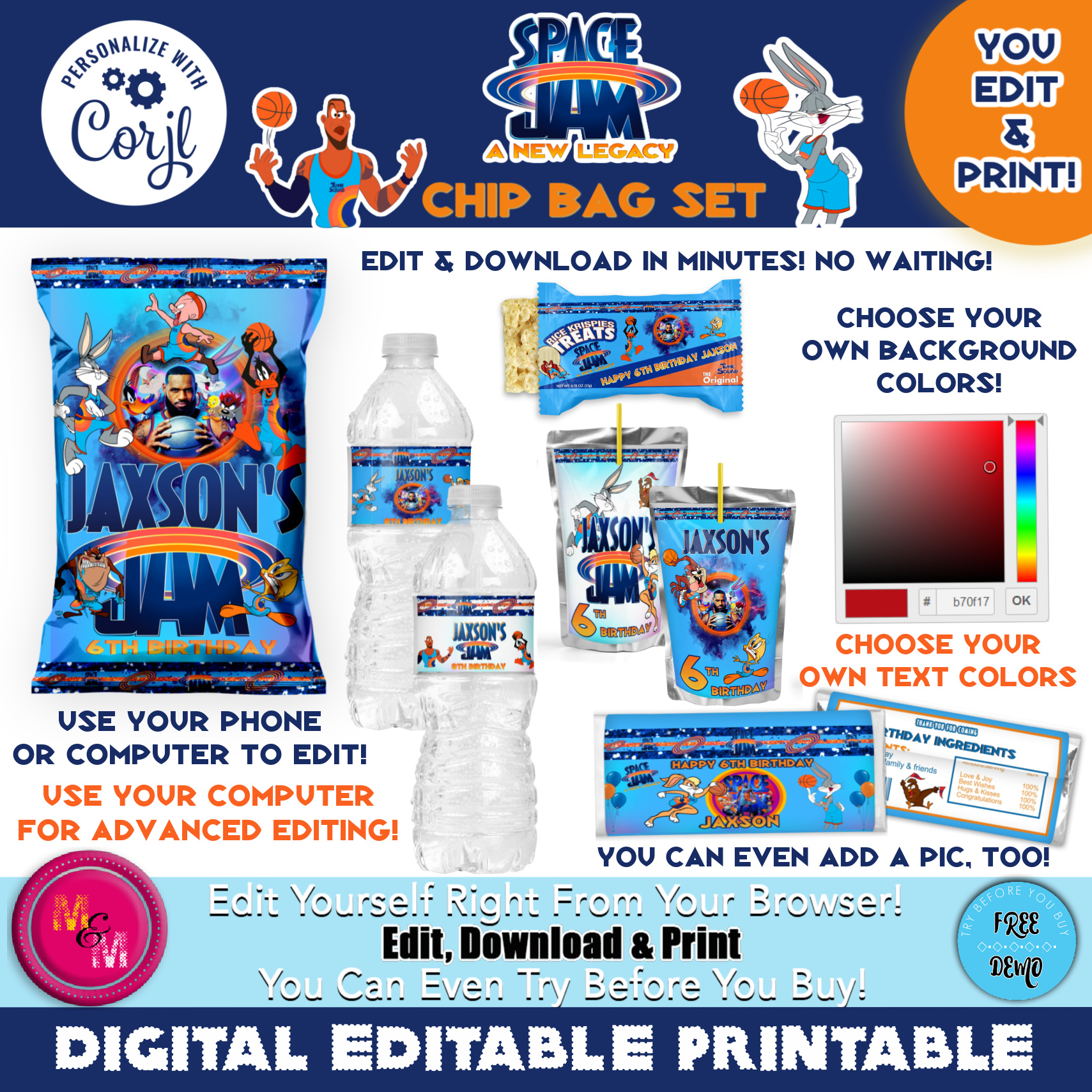 Space Jam Chip Bag Set design preview