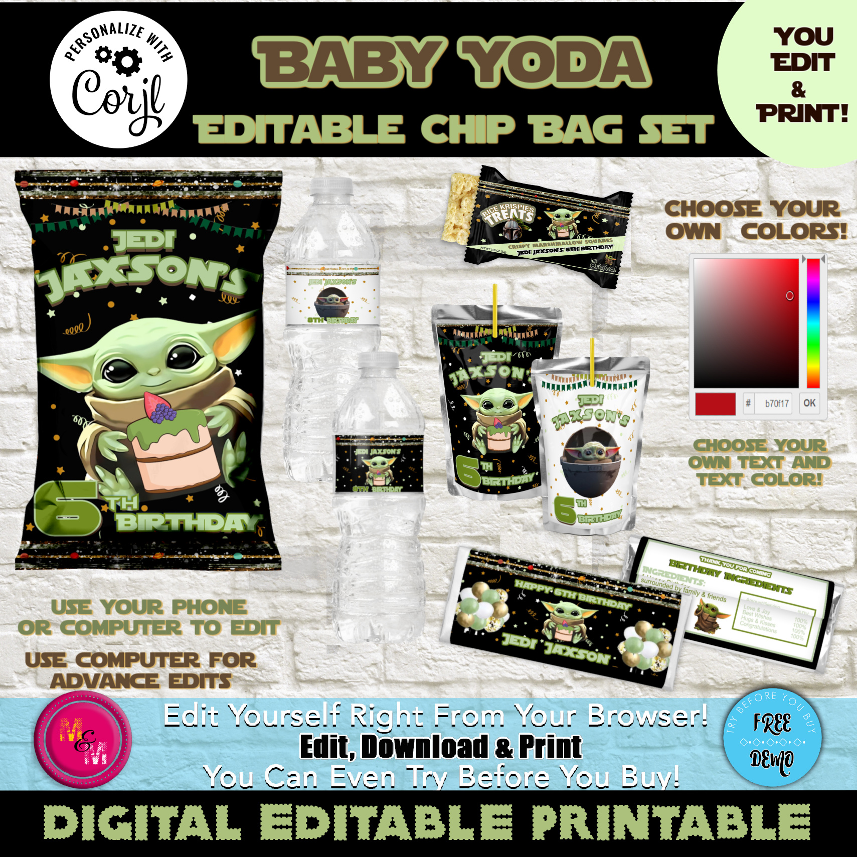 Baby Yoda Chip Bag Set design preview