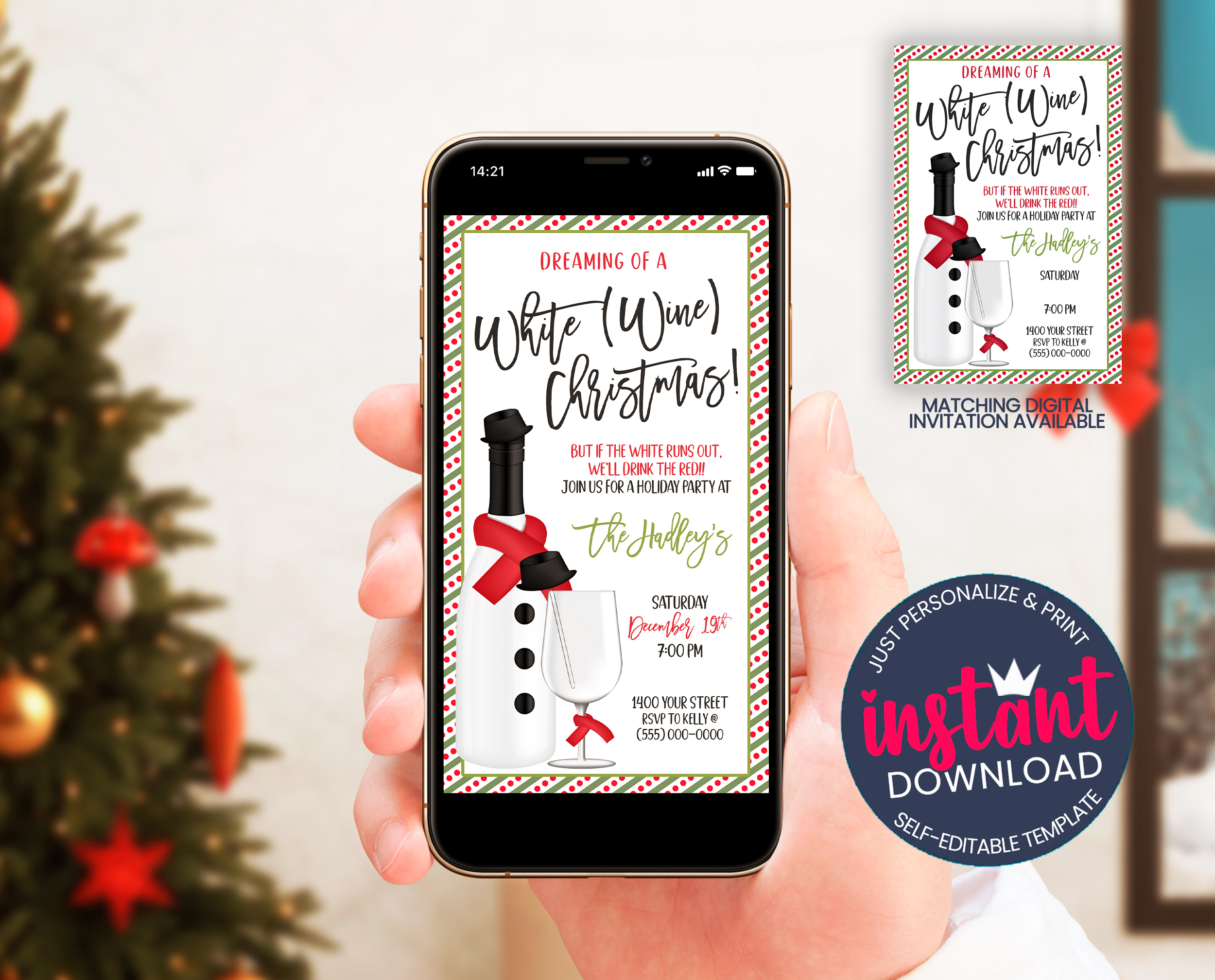 Dreaming of a White (Wine) Christmas Evite design preview