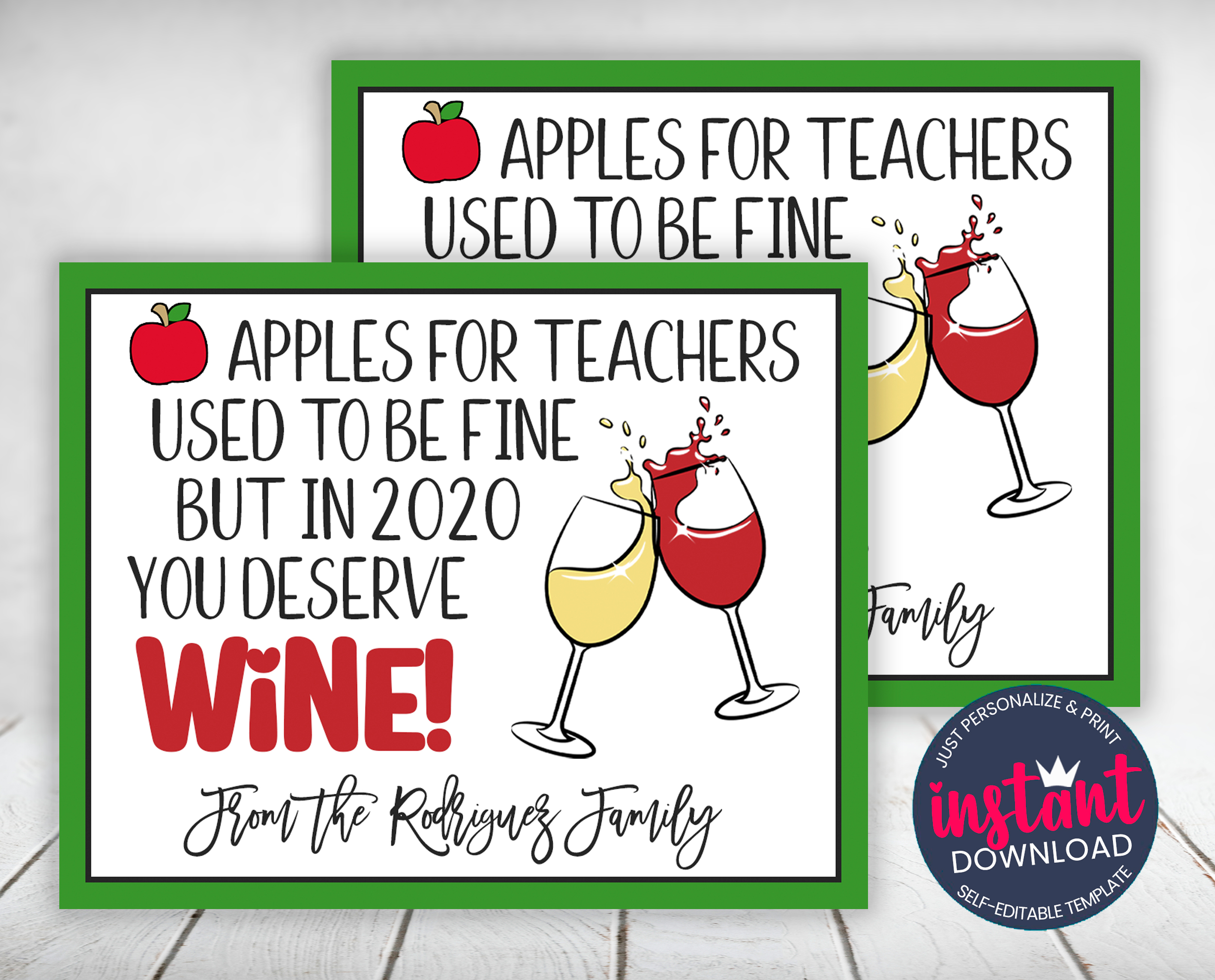 Apples for Teachers Tag design preview