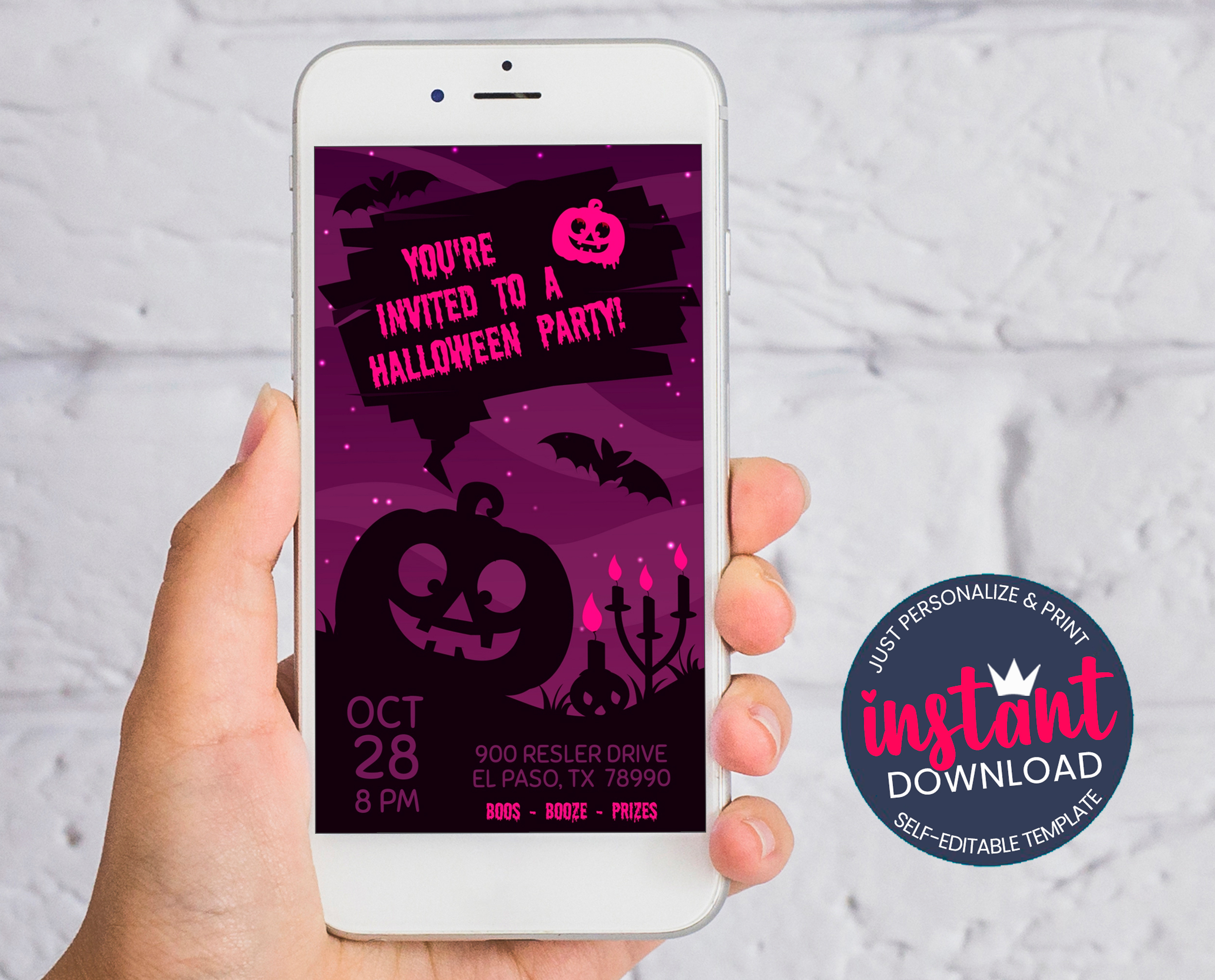Purple Pumpkin Halloween Evite design preview