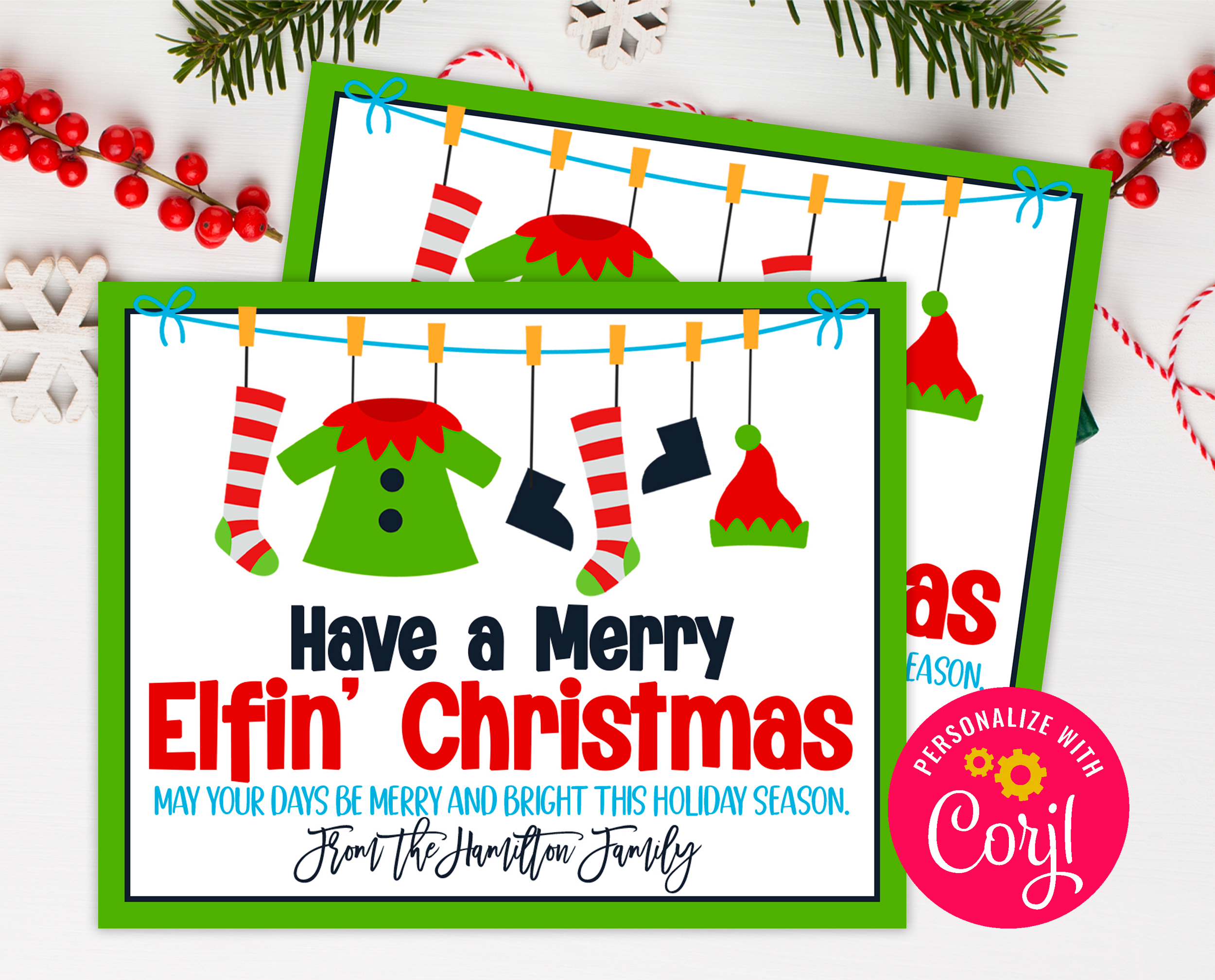 Have a Merry Elfin' Christmas Tag design preview