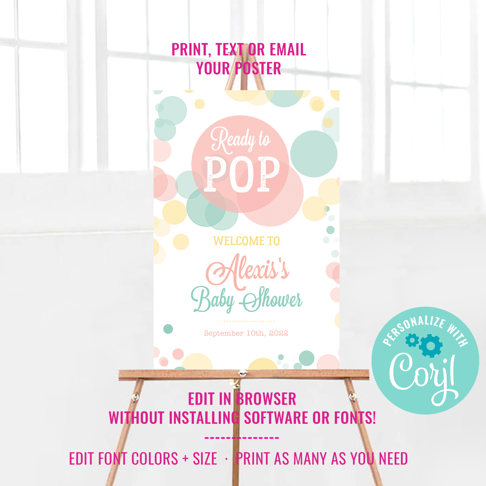 Ready To Pop Unisex Baby Shower 20x30 Poster design preview