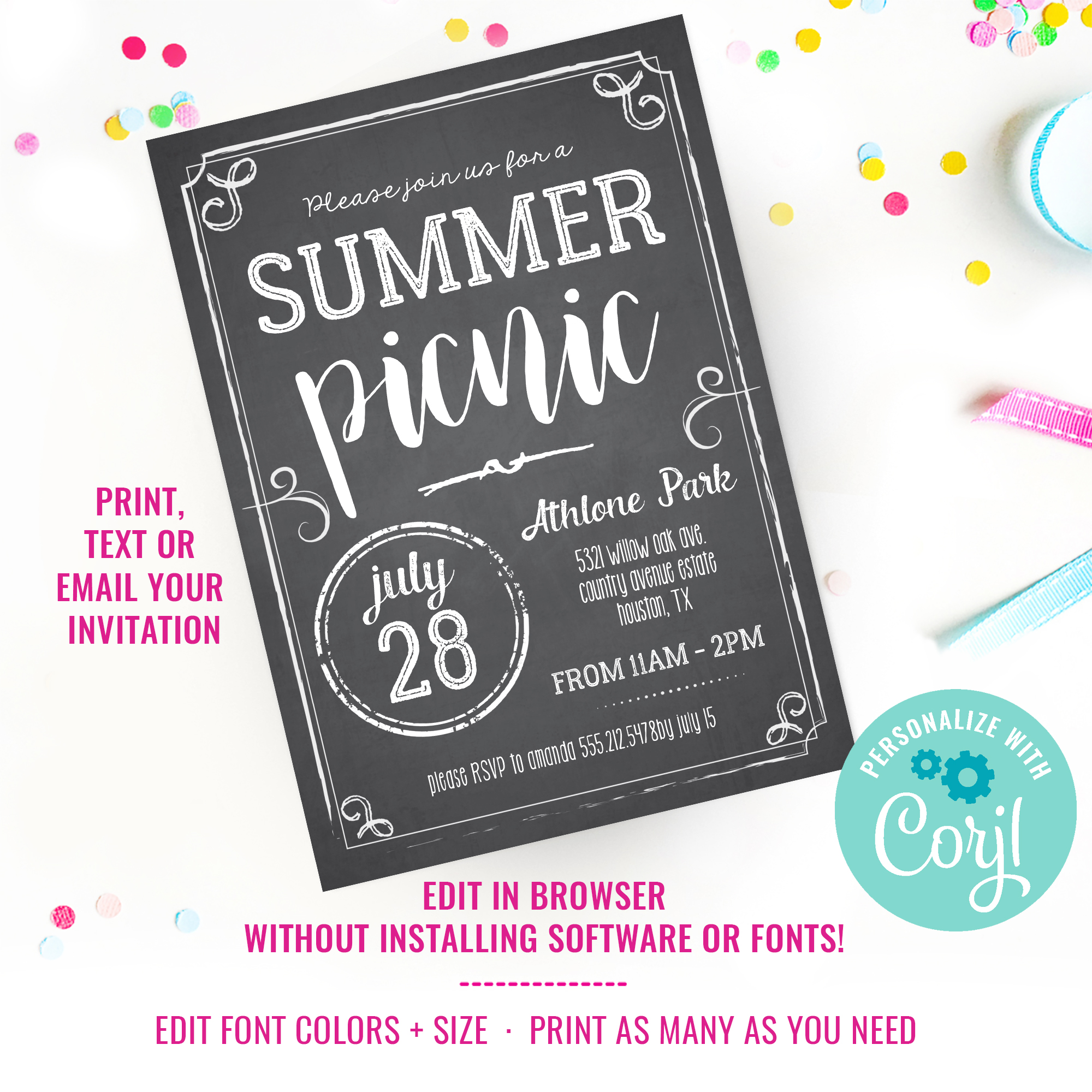 Picnic Party Invitation design preview