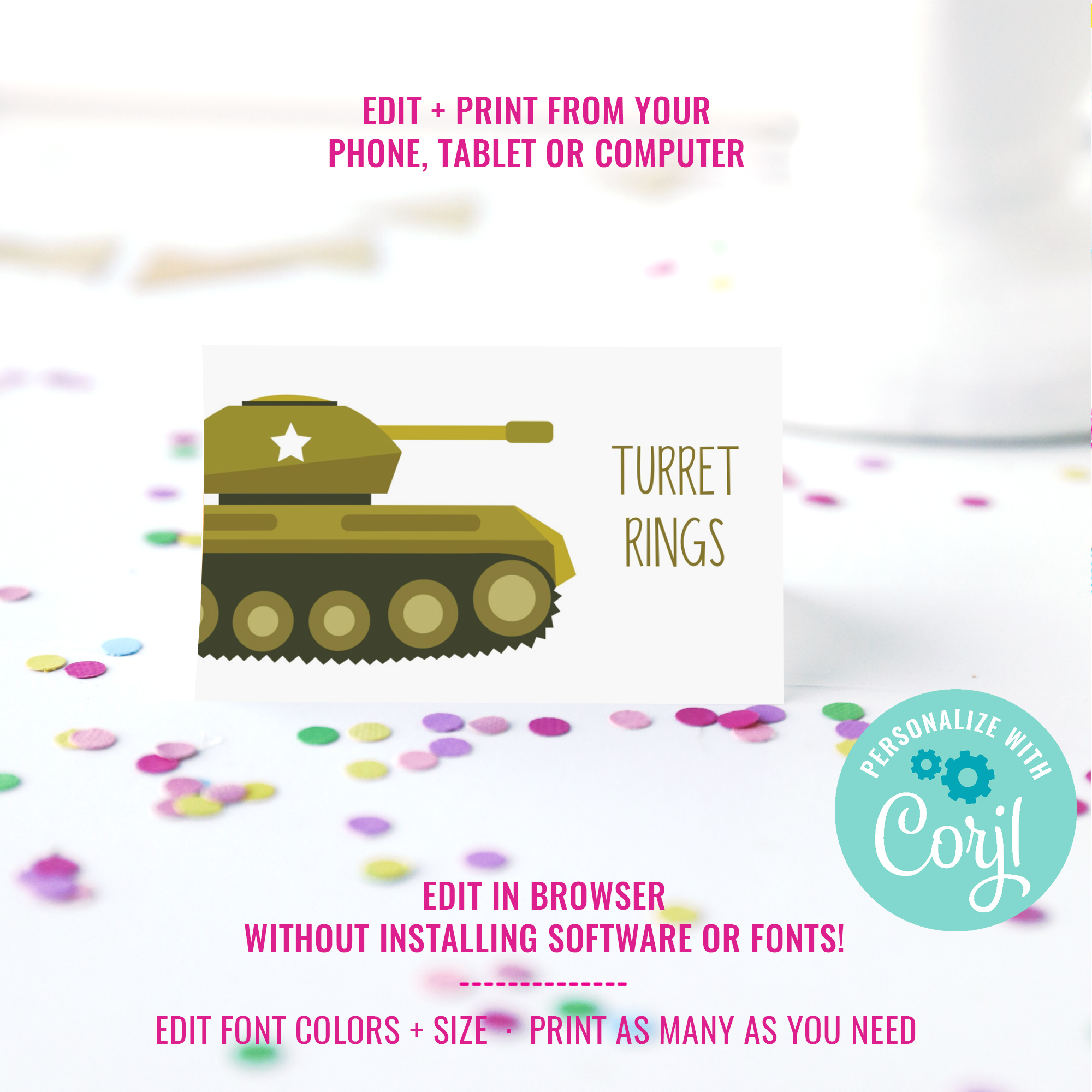 Tank Party Food Labels design preview